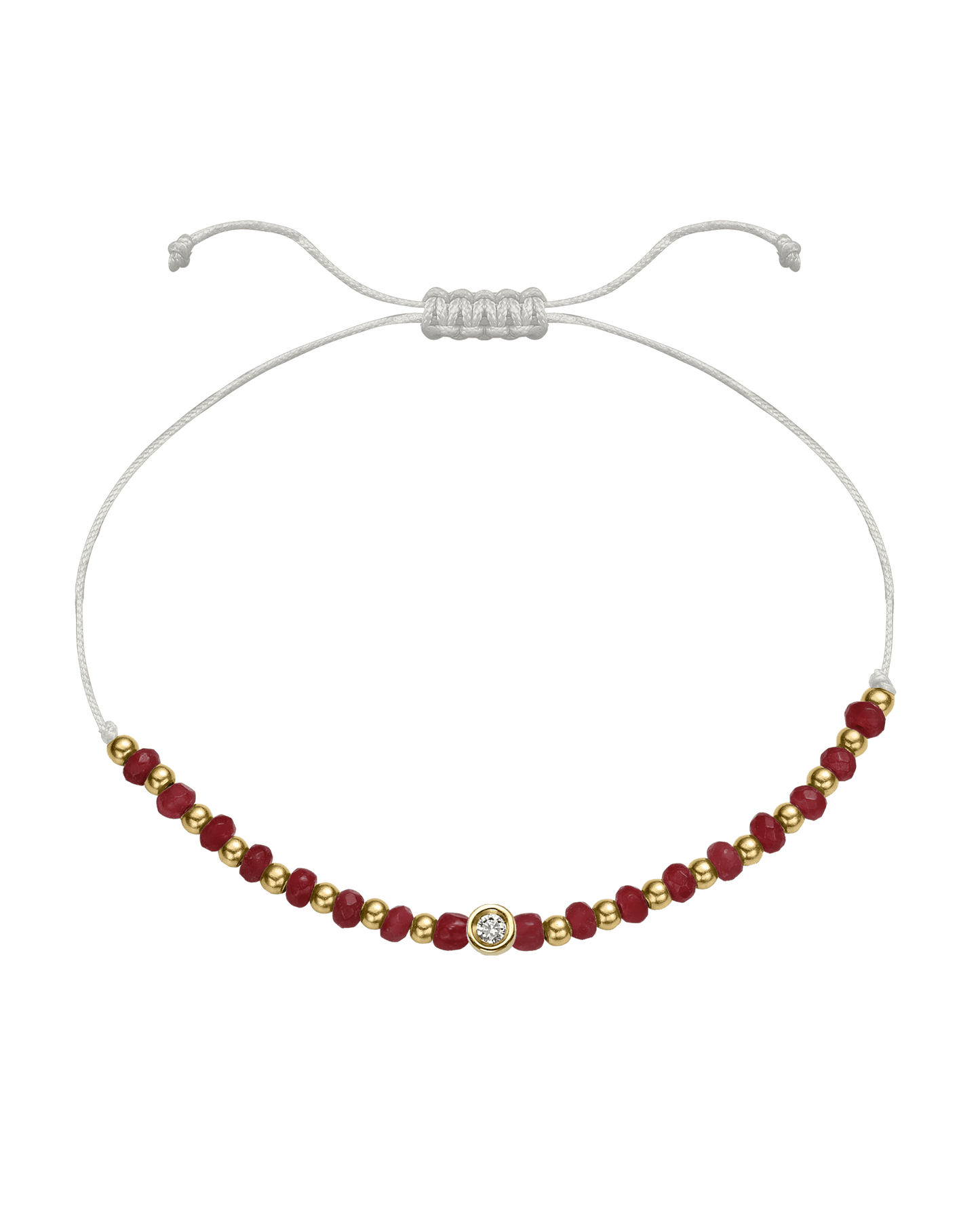 Red Agate Gemstone String of Love Bracelet for Confidence - 14K Yellow Gold Bracelet 14K Solid Gold Pearl Small: 0.03ct 