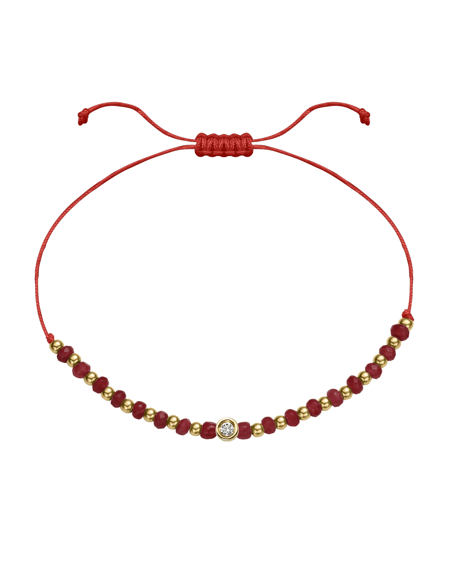 Red Agate Gemstone String of Love Bracelet for Confidence - 14K Yellow Gold Bracelet 14K Solid Gold Red Small: 0.03ct 