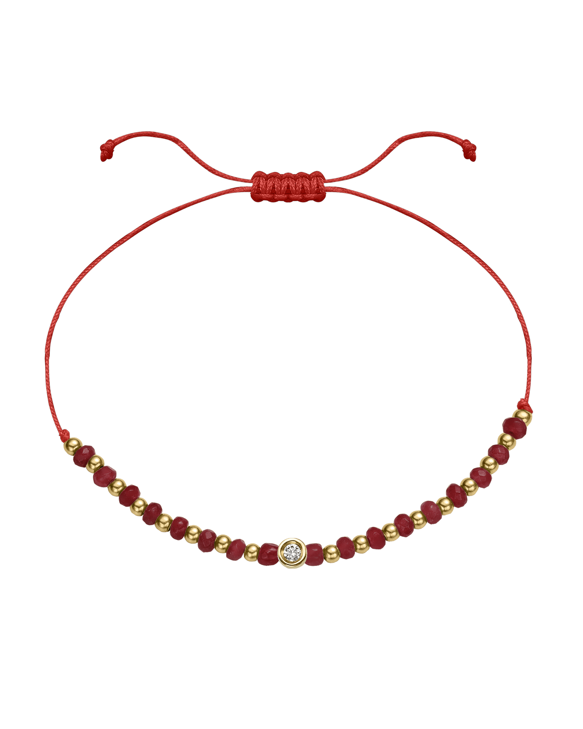 Red Agate Gemstone String of Love Bracelet for Confidence - 14K Yellow Gold Bracelet 14K Solid Gold Red Small: 0.03ct 