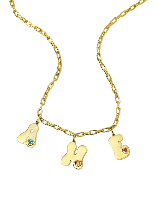 Retro Initial Charms Necklace - 18K Gold Vermeil Necklaces magal-dev 1 Initial 16” 