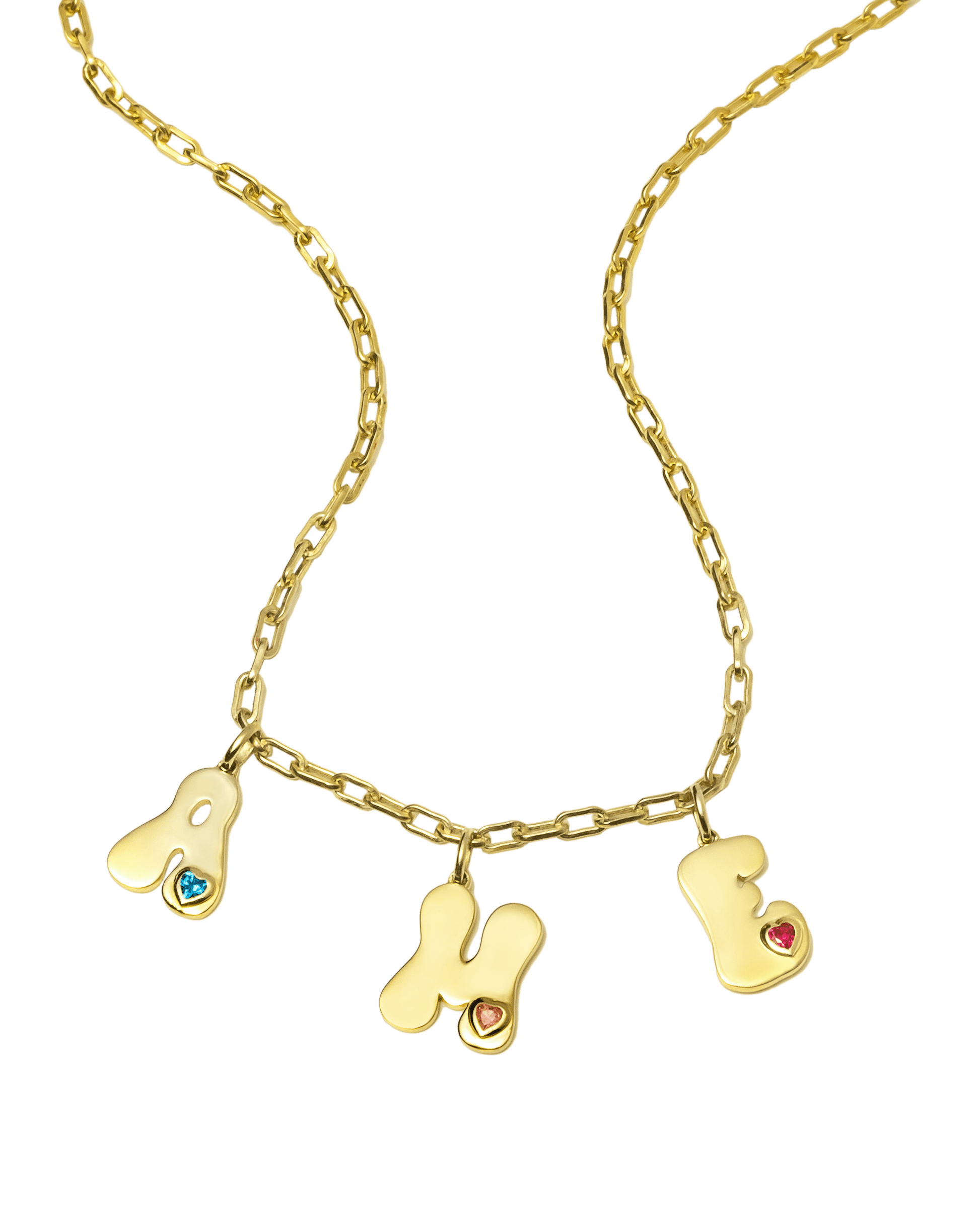 Retro Initial Charms Necklace - 18K Rose Vermeil Necklaces magal-dev 