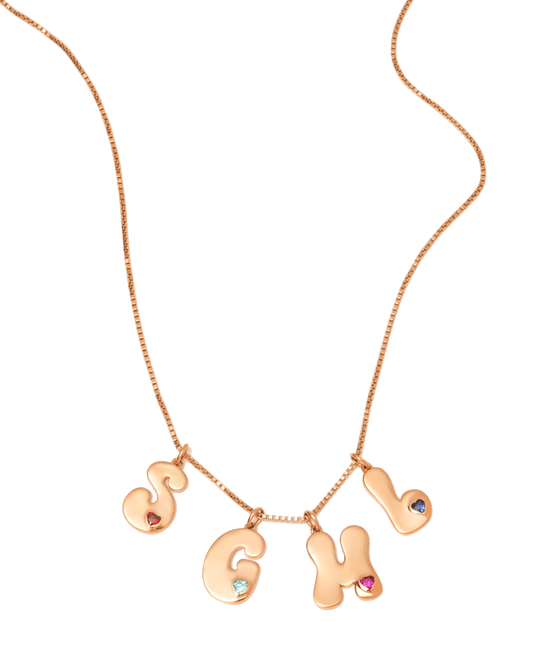 Retro Initial Necklace - 18K Rose Vermeil Necklaces magal-dev 1 Initial 16” 