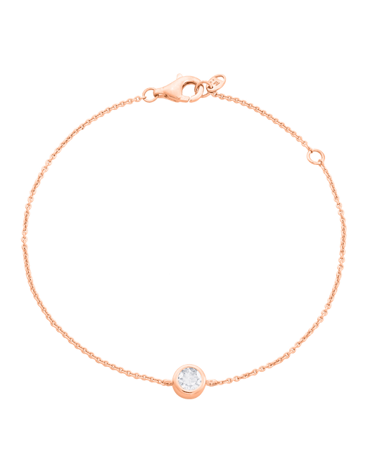 Bracelet Diamant Rond Solitaire - Or Rose Plaqué 18 carats Bracelets magal-dev 0.10 carats 6"+1“ Extension de chaîne 