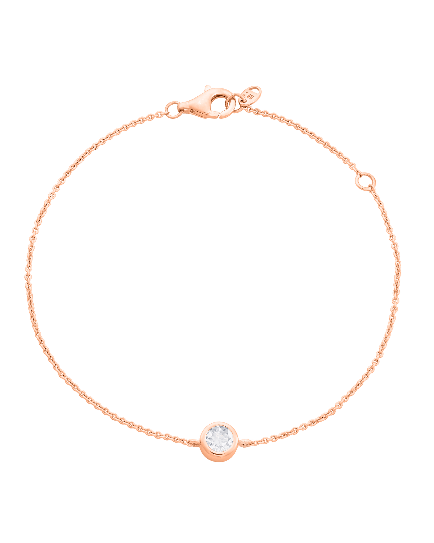 Bracelet Diamant Rond Solitaire - Or Rose 14 carats Bracelets magal-dev 0.10 carats 6"+1“ Extension de chaîne 