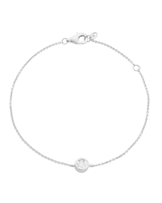 Bracelet Diamant Rond Solitaire - Or Blanc 14 carats Bracelets magal-dev 0.10 carats 6"+1“ Extension de chaîne 