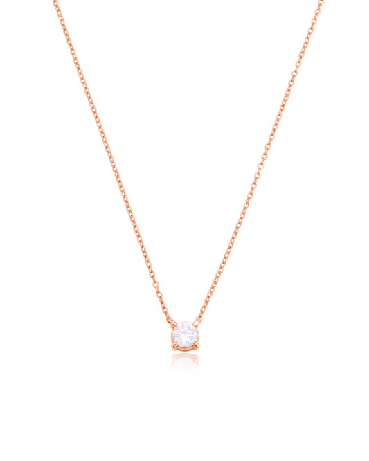 Diamond Solitaire Necklace - 14K Rose Gold Necklaces magal-dev 0.25 CT 16” 