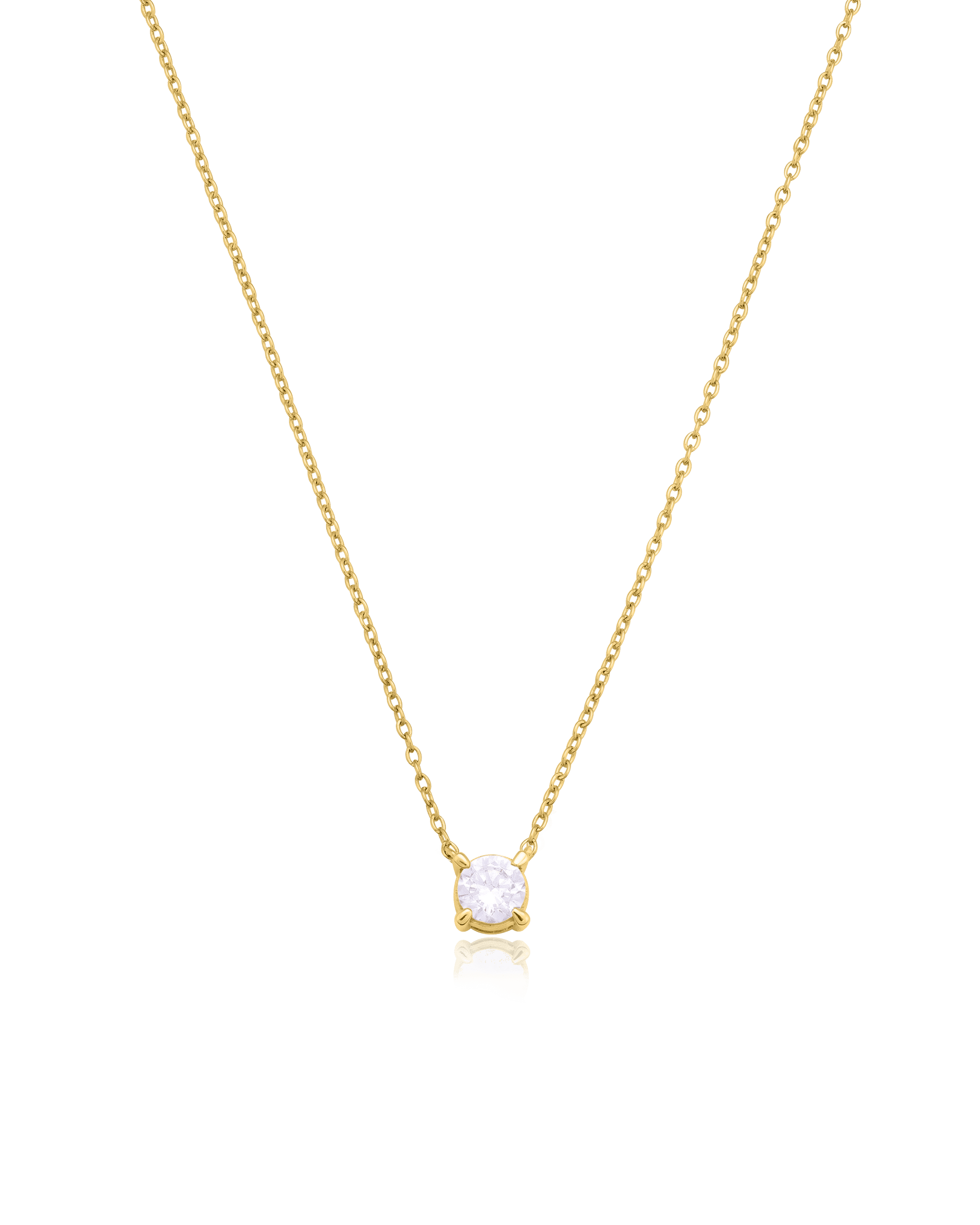 Diamond Solitaire Necklace - 14K Yellow Gold Necklaces magal-dev 0.10 CT 16” 