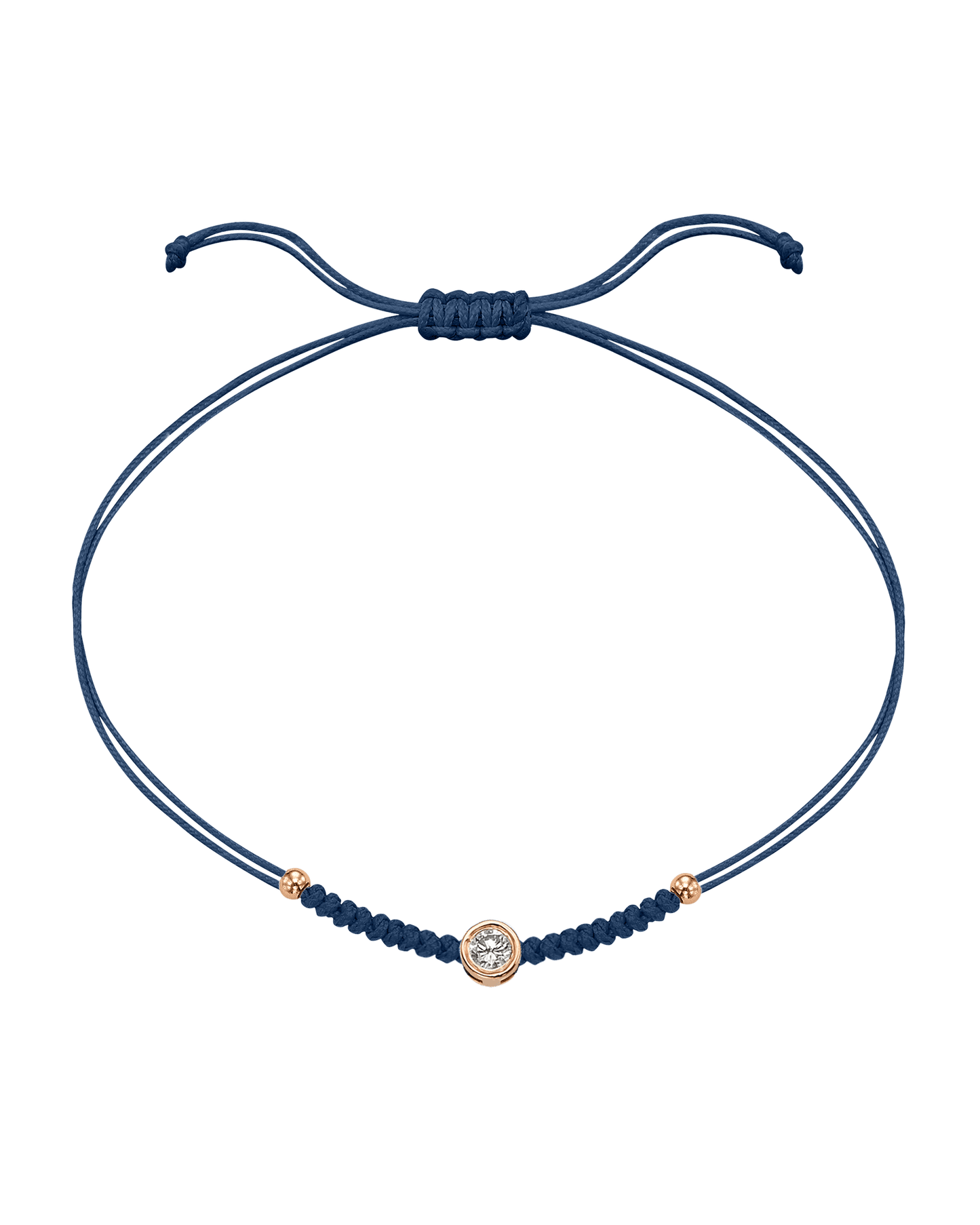 Le String of Love Boules D'or - Or Rose 14 carats Bracelet 14K Solid Gold Bleu Indigo Large: 0.10 carats 