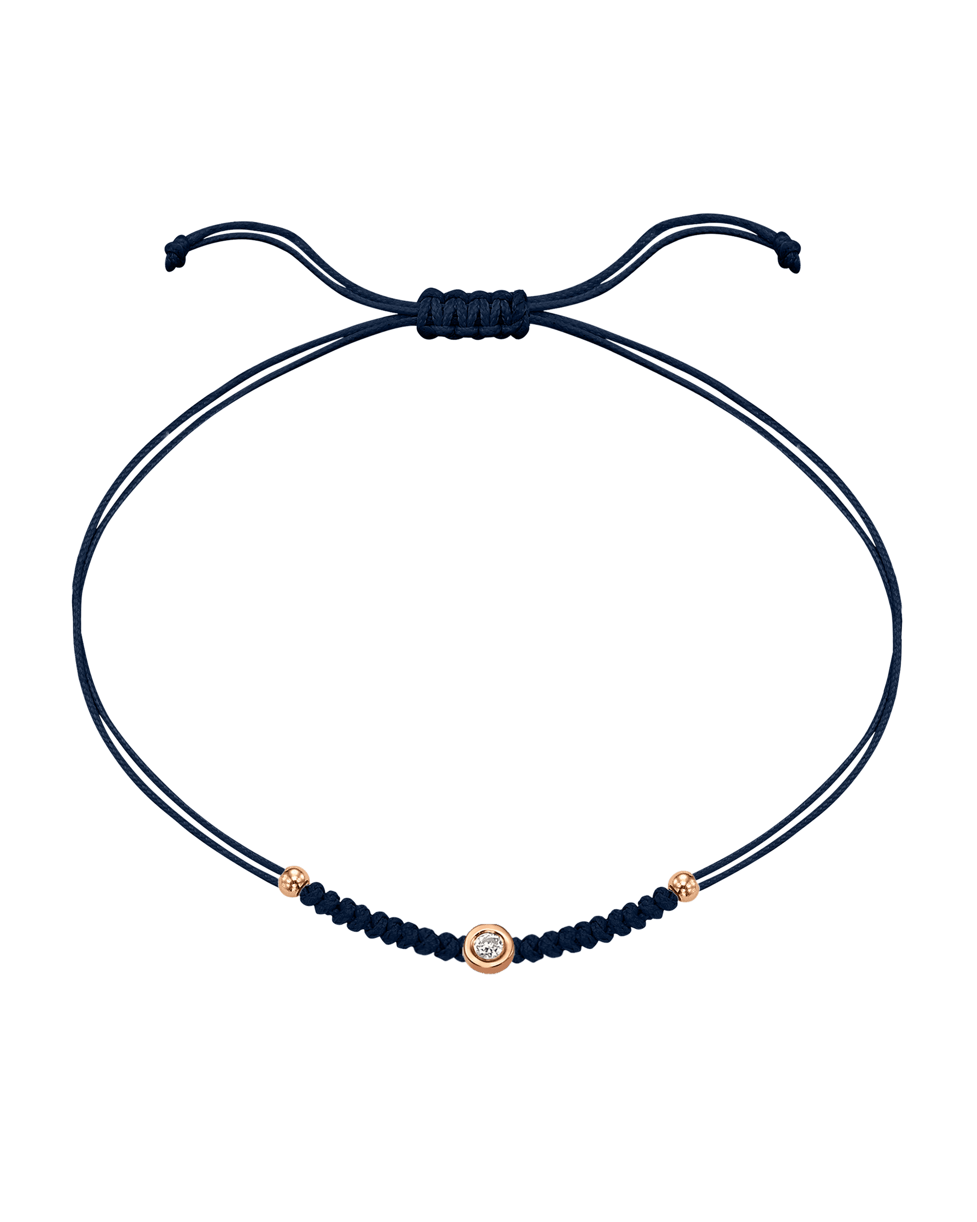 Le String of Love Boules D'or - Or Rose 14 carats Bracelet 14K Solid Gold Bleu Marine Small: 0.03 carats 