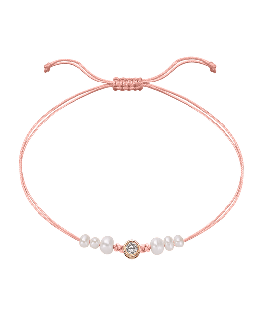 Pink : Six Natural Pearl String of Love Bracelet - 14K Rose Gold Bracelet magal-dev Flamingo Large: 0.1ct 