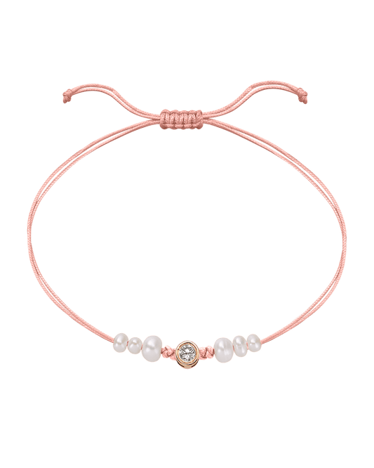 Rose: Le String of Love 6 Perles Naturelles - Or Rose 14 carats Bracelet magal-dev Flamingo Large: 0.10 carats 