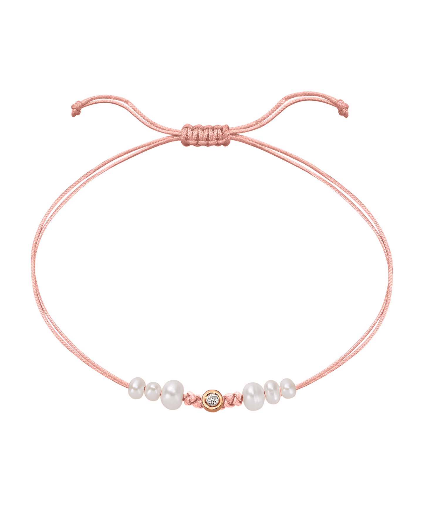 Pink : Six Natural Pearl String of Love Bracelet - 14K Rose Gold Bracelet magal-dev Flamingo Small: 0.03ct 