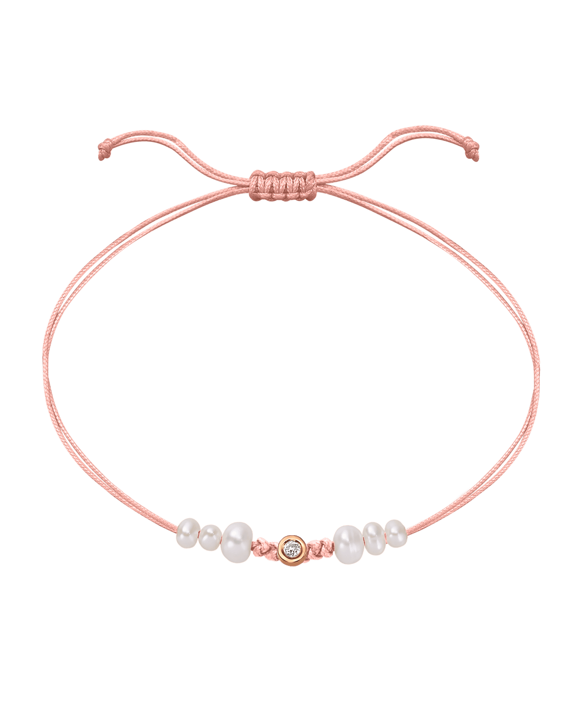Pink : Six Natural Pearl String of Love Bracelet - 14K Rose Gold Bracelet magal-dev Flamingo Small: 0.03ct 