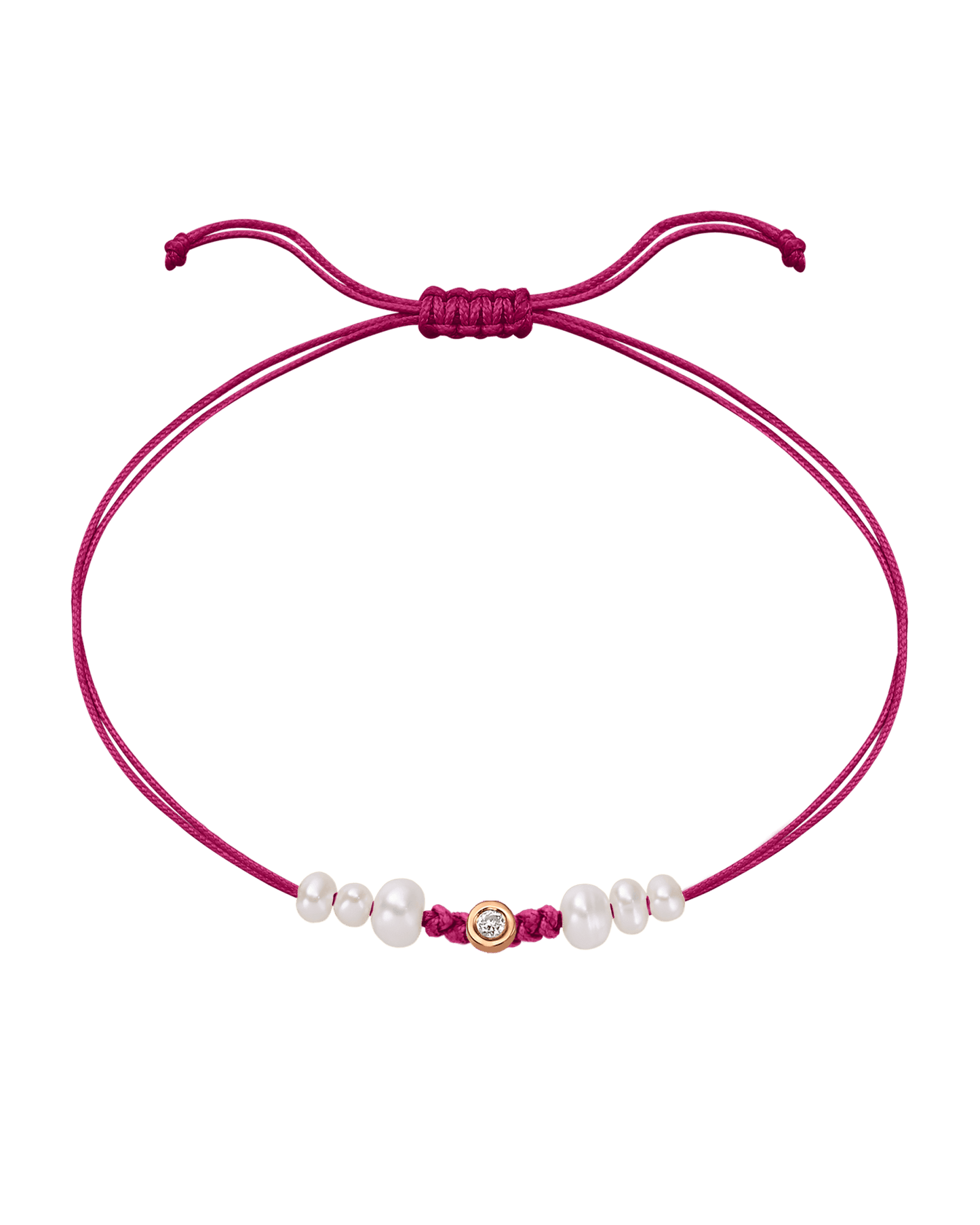 Pink : Six Natural Pearl String of Love Bracelet - 14K Rose Gold Bracelet magal-dev Fuchsia Small: 0.03ct 