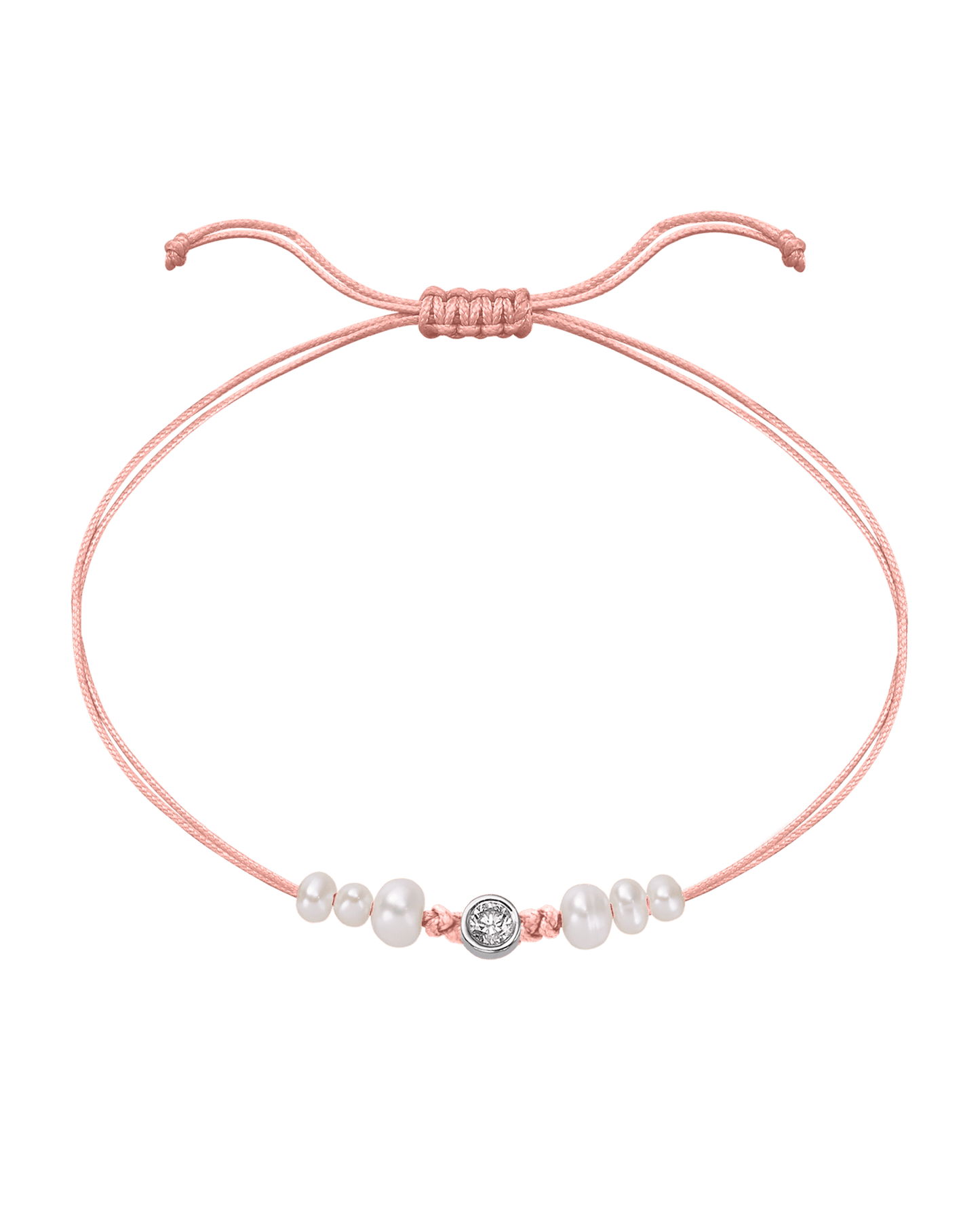 Pink : Six Natural Pearl String of Love Bracelet - 14K White Gold Bracelet magal-dev Flamingo Large: 0.1ct 