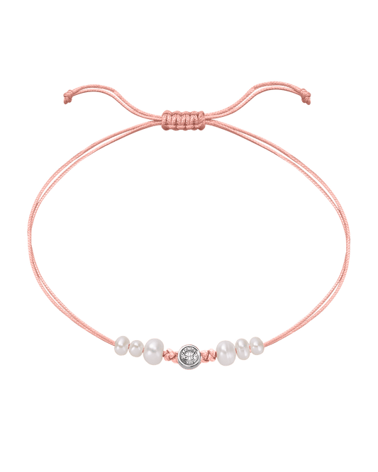 Pink : Six Natural Pearl String of Love Bracelet - 14K White Gold Bracelet magal-dev Flamingo Large: 0.1ct 