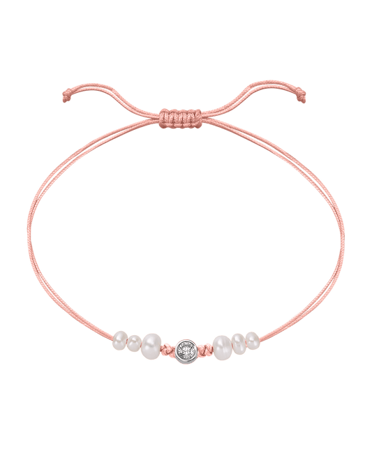 Rose: Le String of Love 6 Perles Naturelles - Or Blanc 14 carats Bracelet magal-dev Flamingo Large: 0.10 carats 