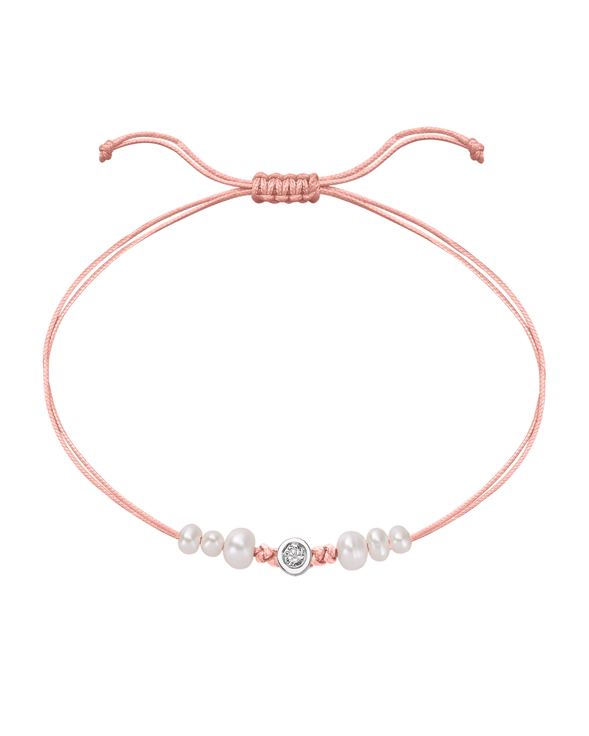 Pink : Six Natural Pearl String of Love Bracelet - 14K White Gold Bracelet magal-dev Flamingo Medium: 0.04ct 