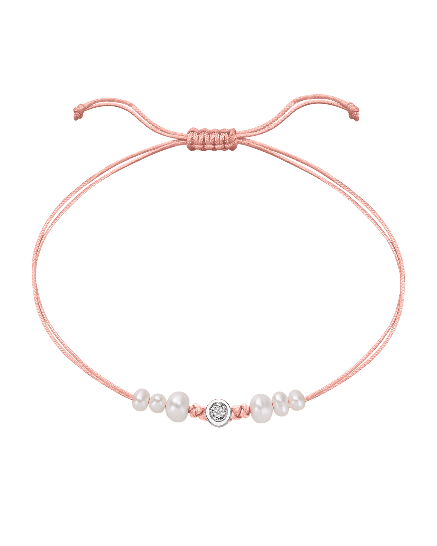 Rose: Le String of Love 6 Perles Naturelles - Or Blanc 14 carats Bracelet magal-dev Flamingo Medium: 0.05 carats 