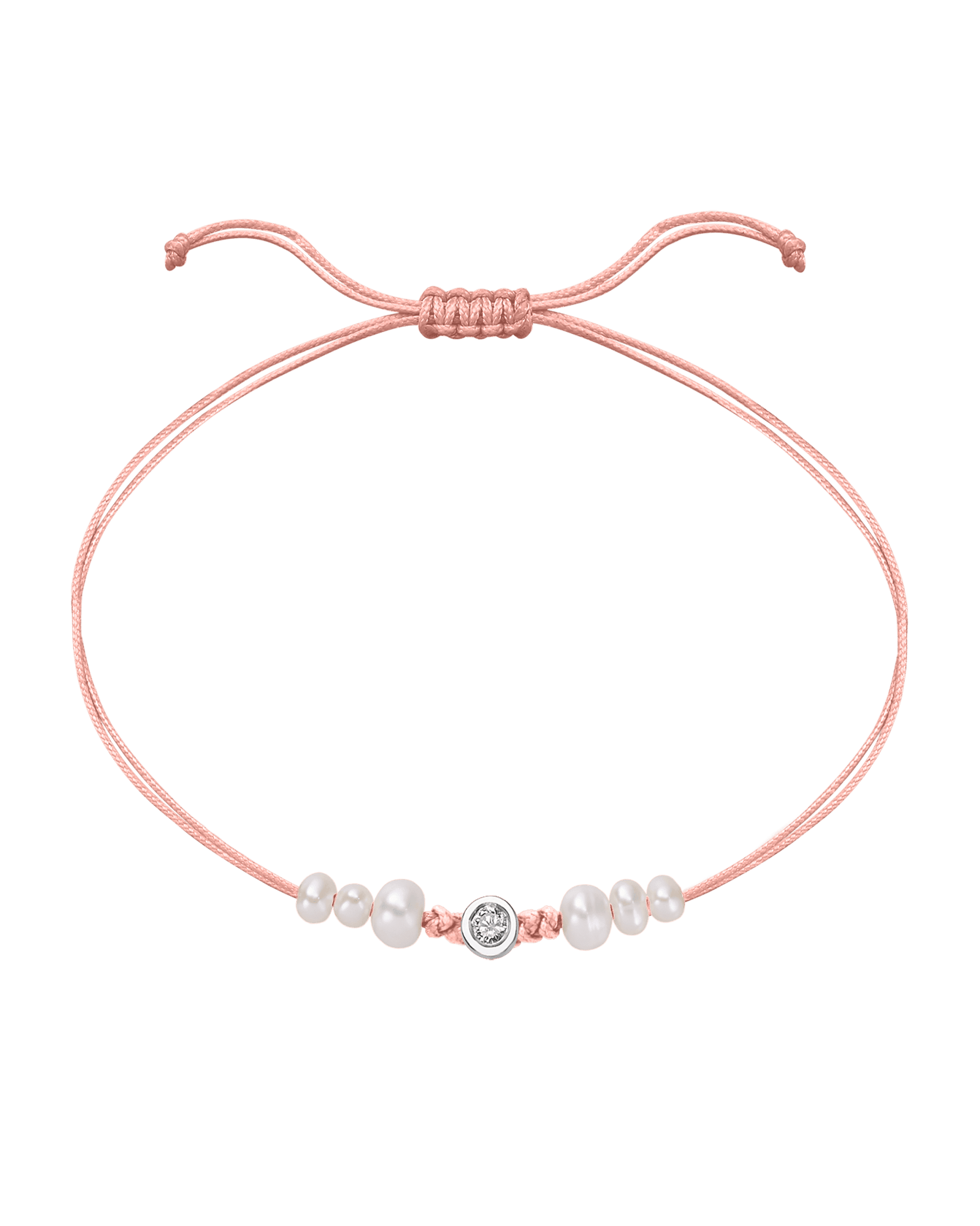 Rose: Le String of Love 6 Perles Naturelles - Or Blanc 14 carats Bracelet magal-dev Flamingo Medium: 0.05 carats 