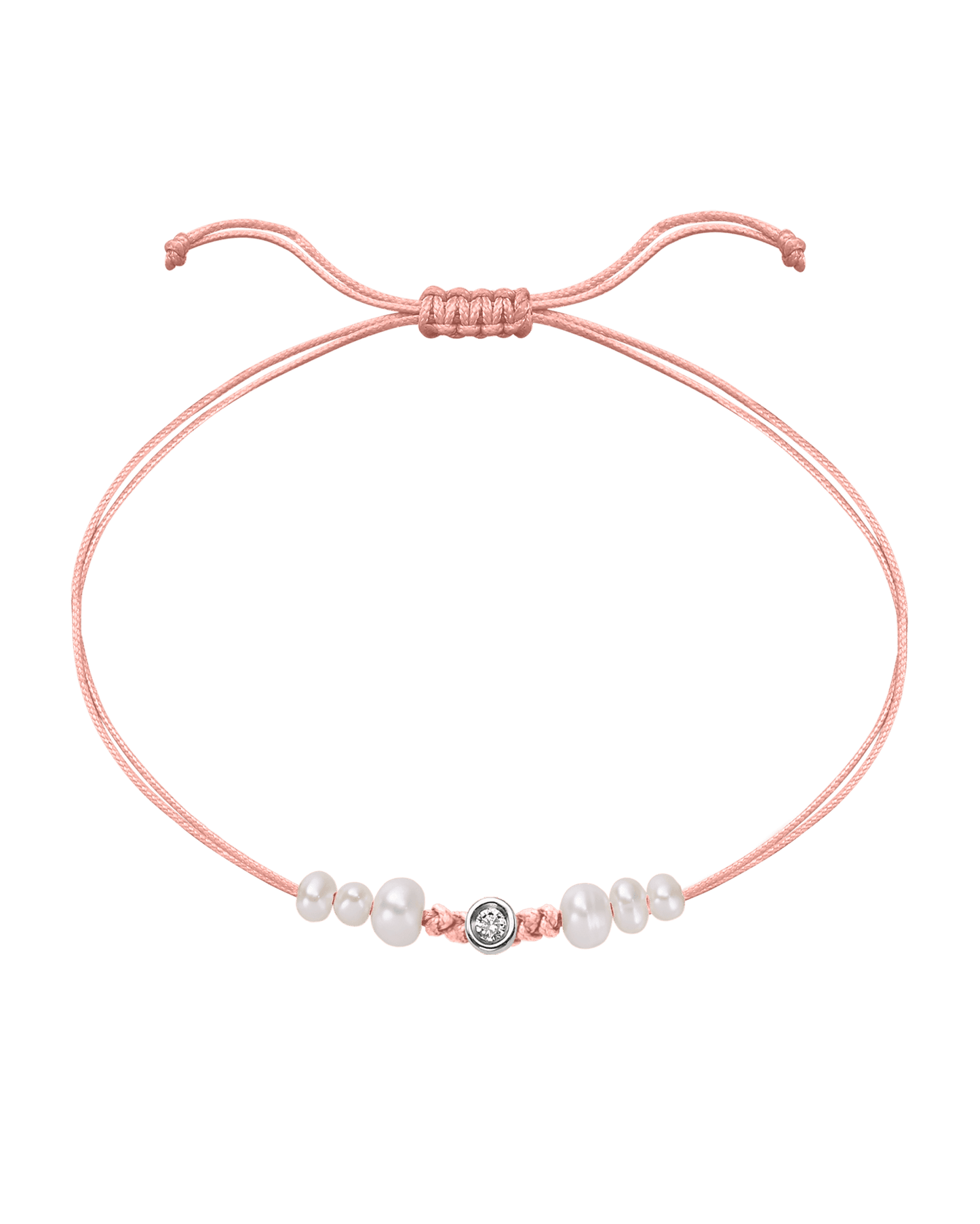 Rose: Le String of Love 6 Perles Naturelles - Or Blanc 14 carats Bracelet magal-dev Flamingo Small: 0.03 carats 