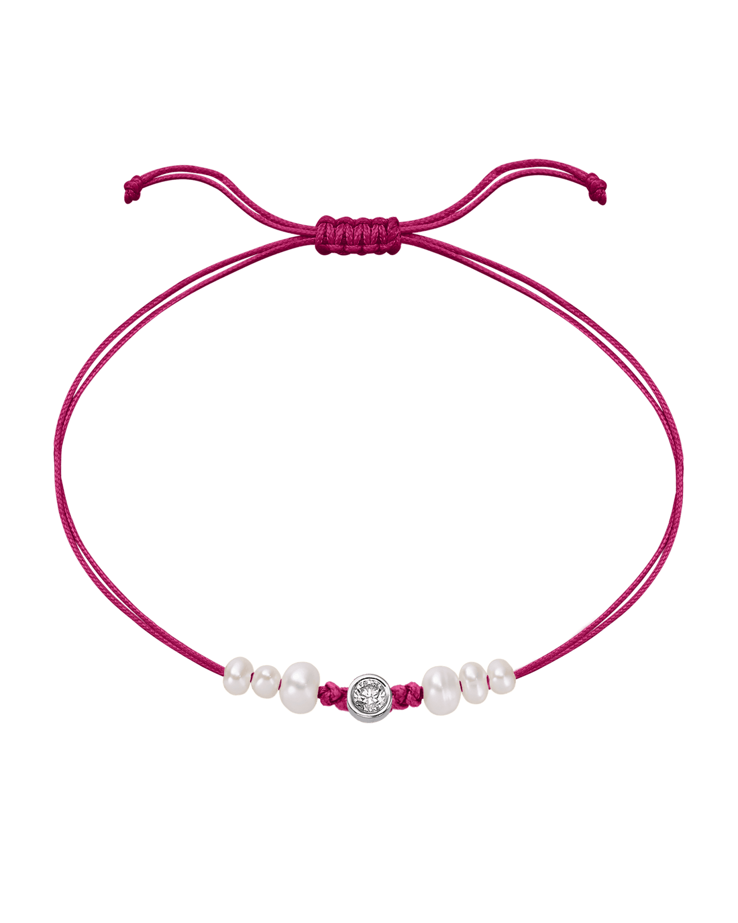Pink : Six Natural Pearl String of Love Bracelet - 14K White Gold Bracelet magal-dev Fuchsia Large: 0.1ct 