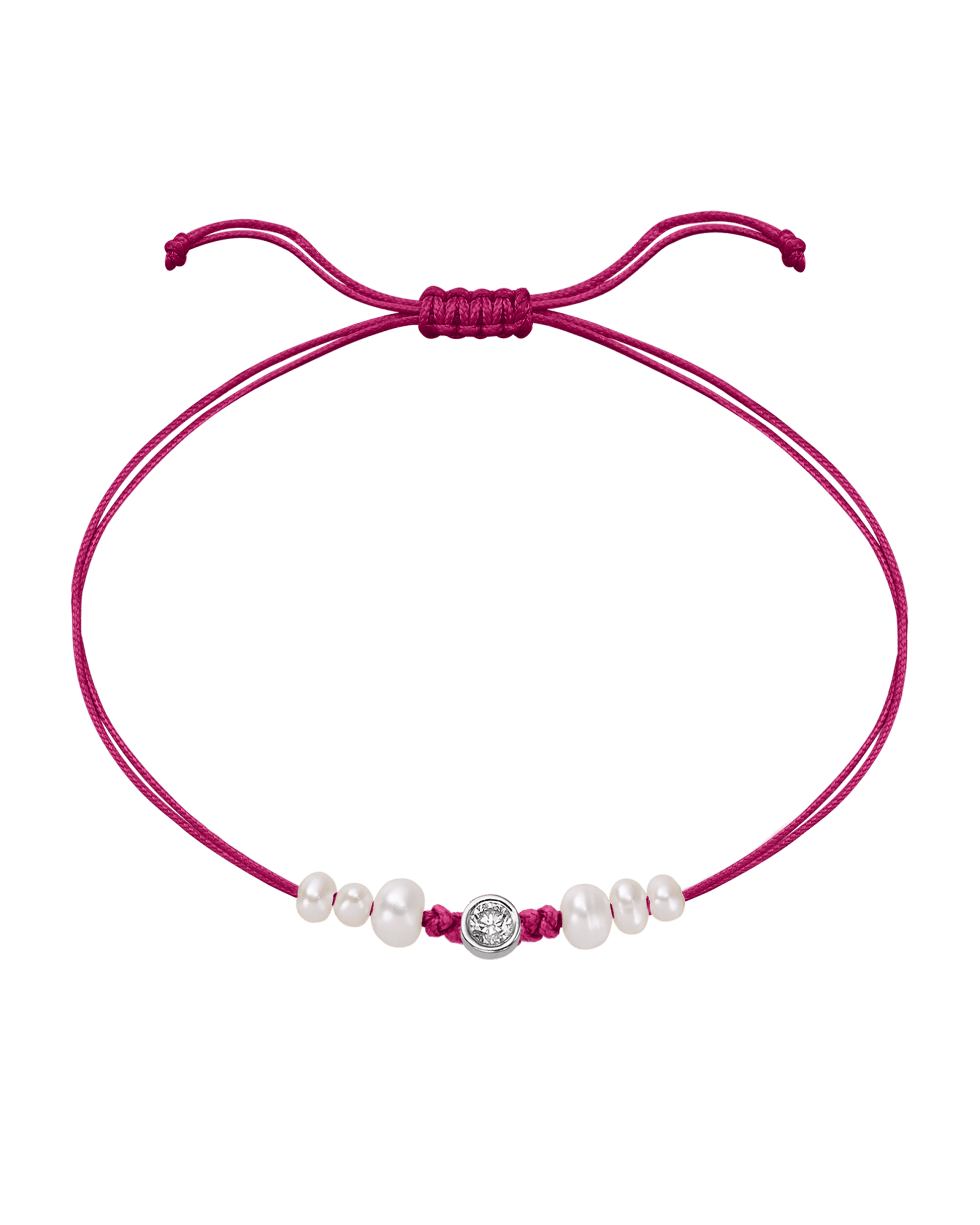 Pink : Six Natural Pearl String of Love Bracelet - 14K White Gold Bracelet magal-dev Fuchsia Large: 0.1ct 