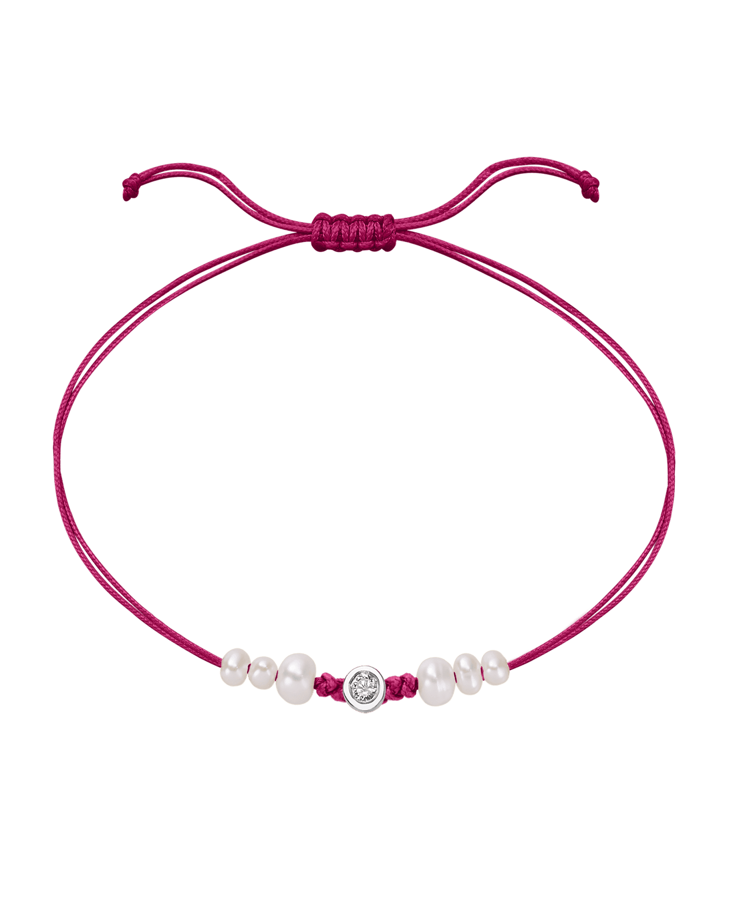 Rose: Le String of Love 6 Perles Naturelles - Or Blanc 14 carats Bracelet magal-dev Fuchsia Medium: 0.05 carats 