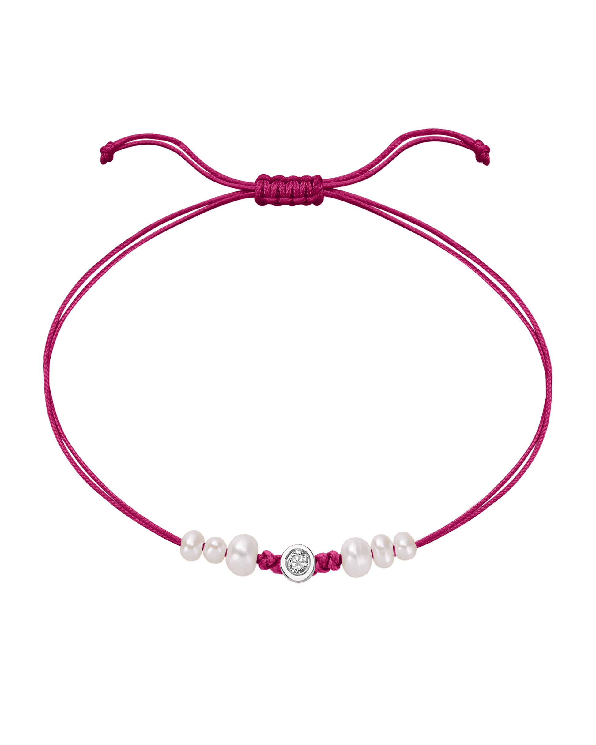 Rose: Le String of Love 6 Perles Naturelles - Or Blanc 14 carats Bracelet magal-dev Fuchsia Medium: 0.05 carats 