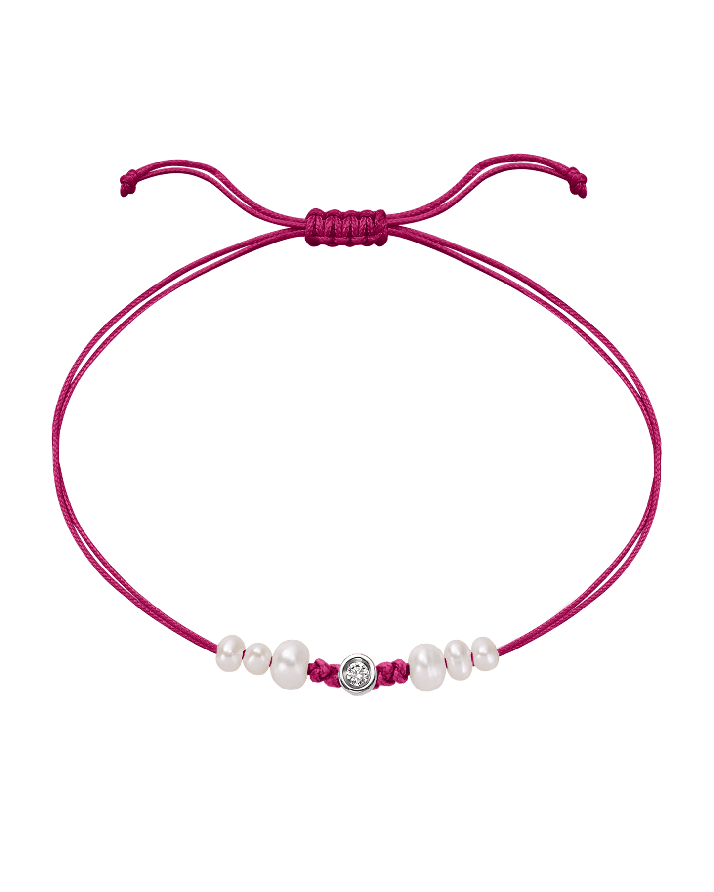 Rose: Le String of Love 6 Perles Naturelles - Or Blanc 14 carats Bracelet magal-dev Fuchsia Small: 0.03 carats 