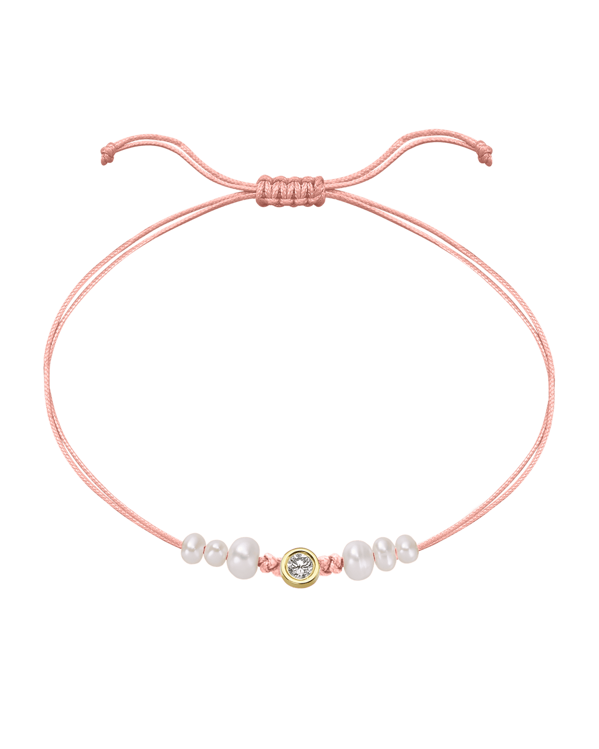 Pink : Six Natural Pearl String of Love Bracelet - 14K Yellow Gold Bracelet magal-dev Flamingo Large: 0.1ct 