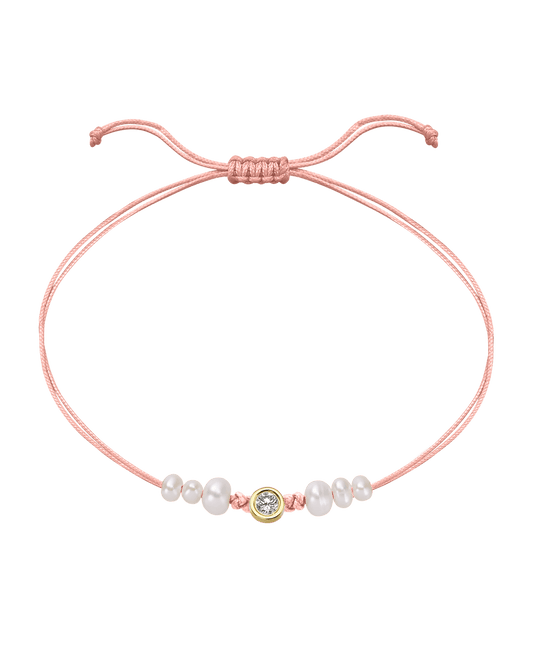 Pink : Six Natural Pearl String of Love Bracelet - 14K Yellow Gold Bracelet magal-dev Flamingo Large: 0.1ct 