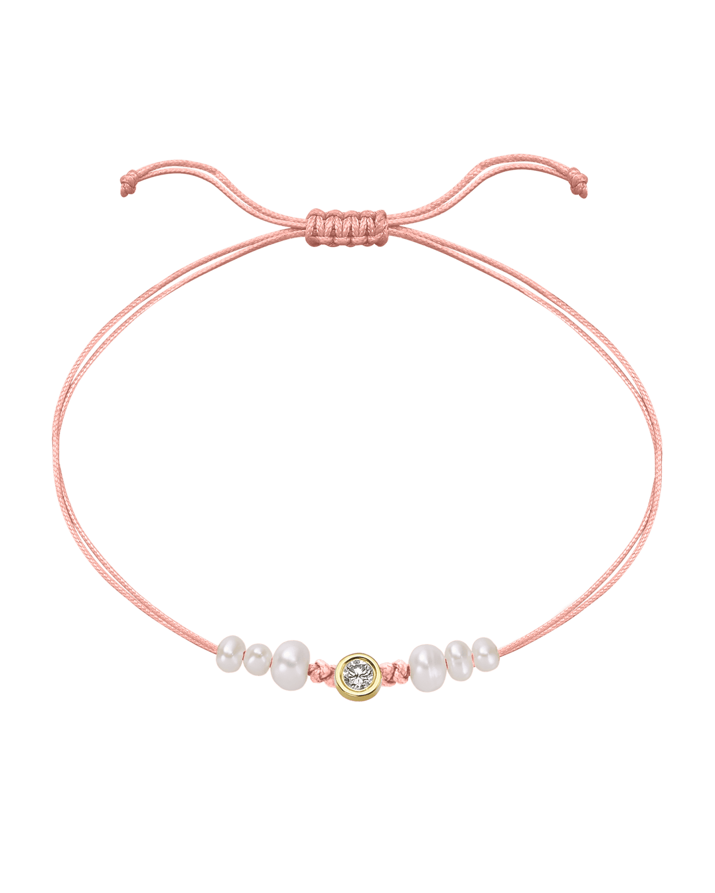 Rose: Le String of Love 6 Perles Naturelles - Or Jaune 14 carats Bracelet magal-dev Flamingo Large: 0.10 carats 