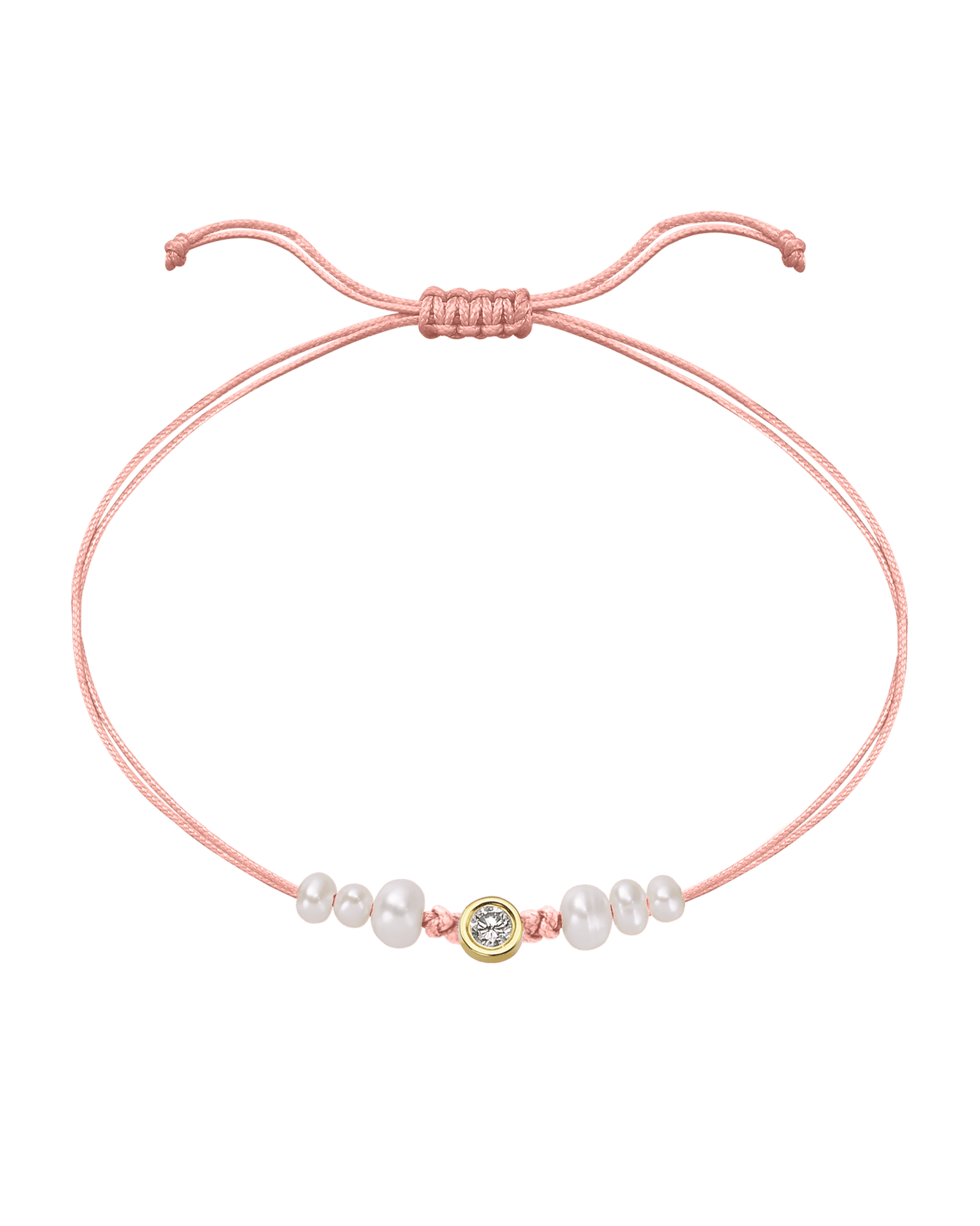 Rose: Le String of Love 6 Perles Naturelles - Or Jaune 14 carats Bracelet magal-dev Flamingo Large: 0.10 carats 