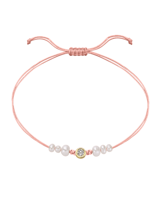 Rose: Le String of Love 6 Perles Naturelles - Or Jaune 14 carats Bracelet magal-dev Flamingo Large: 0.10 carats 