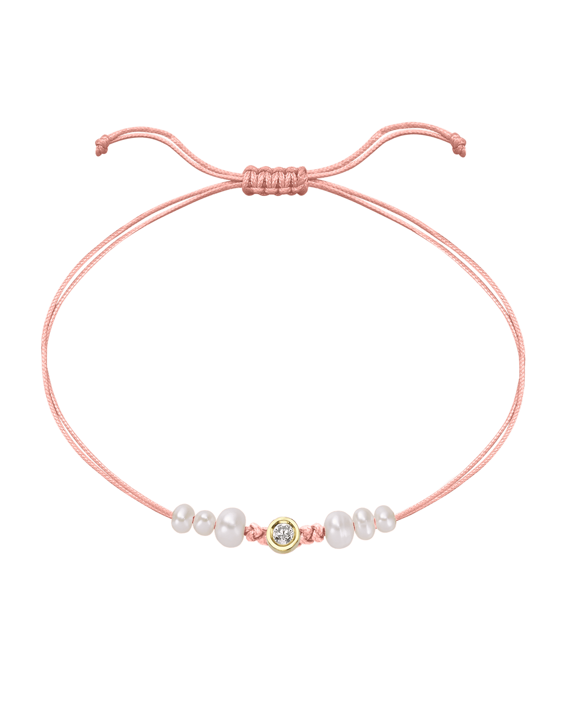 Rose: Le String of Love 6 Perles Naturelles - Or Jaune 14 carats Bracelet magal-dev Flamingo Medium: 0.05 carats 