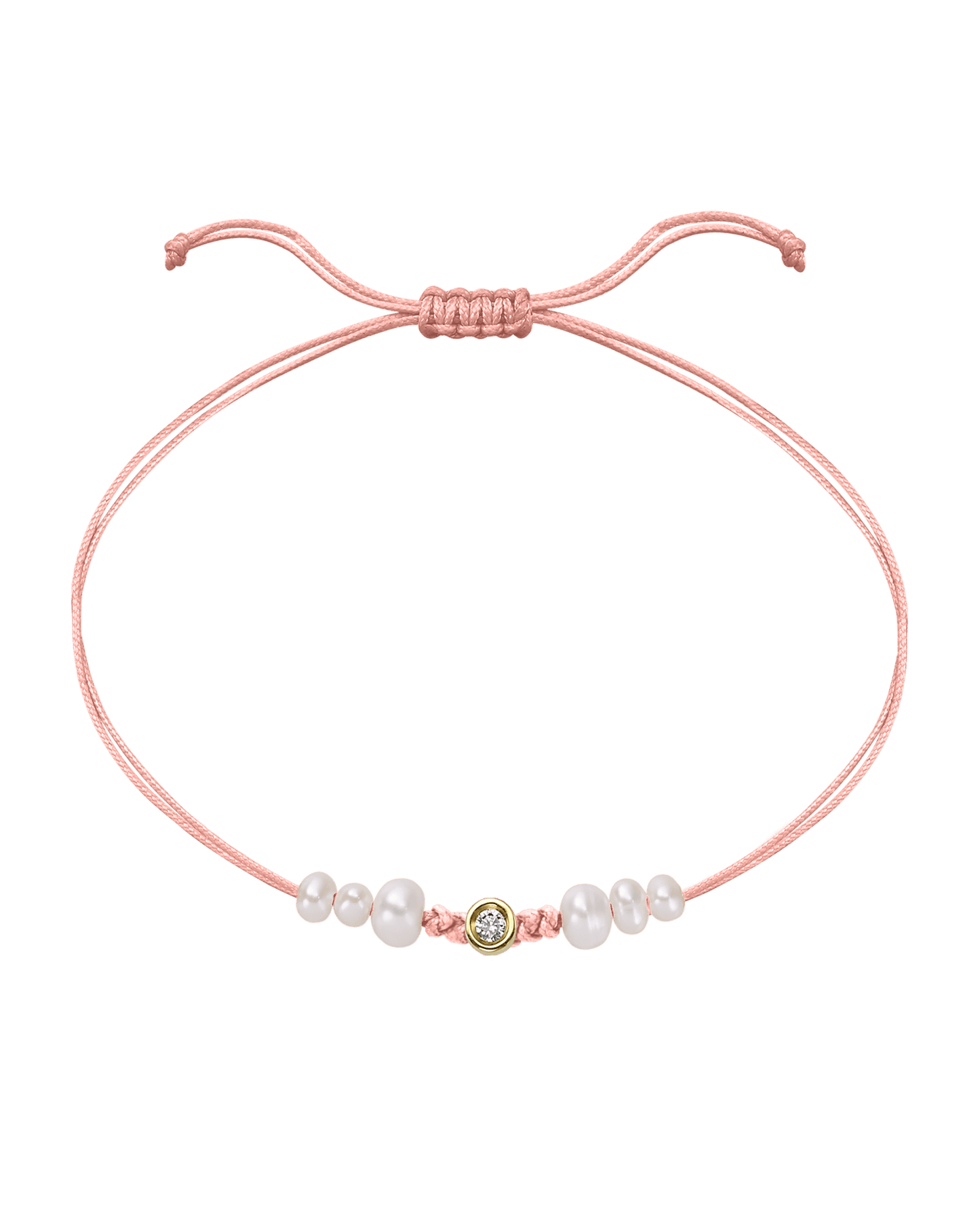 Pink : Six Natural Pearl String of Love Bracelet - 14K Yellow Gold Bracelet magal-dev Flamingo Small: 0.03ct 