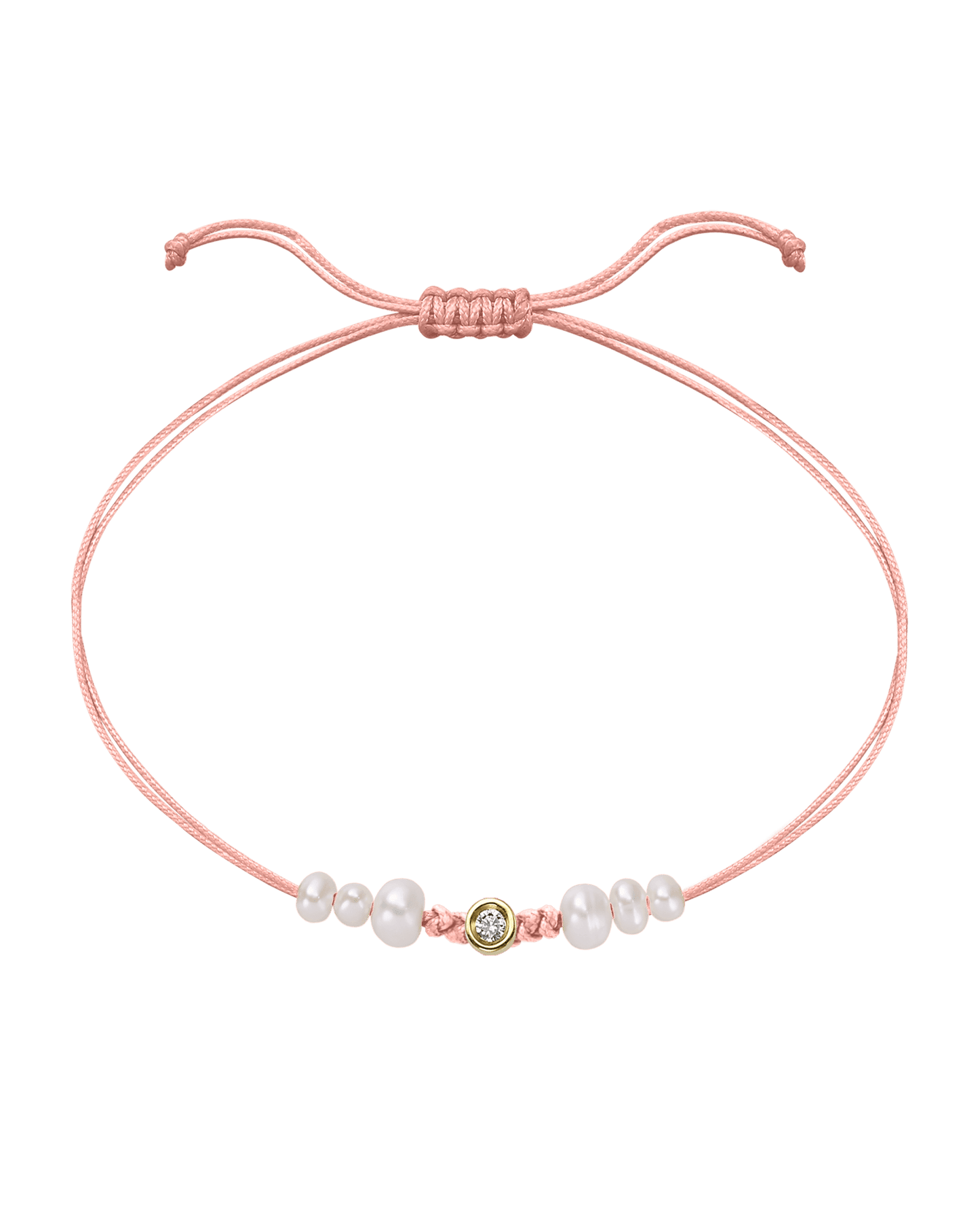 Rose: Le String of Love 6 Perles Naturelles - Or Jaune 14 carats Bracelet magal-dev Flamingo Small: 0.03 carats 