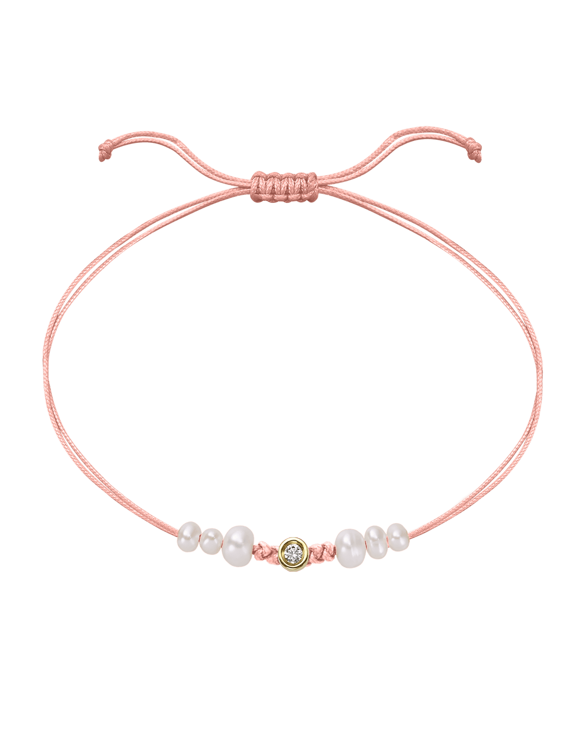 Rose: Le String of Love 6 Perles Naturelles - Or Jaune 14 carats Bracelet magal-dev Flamingo Small: 0.03 carats 