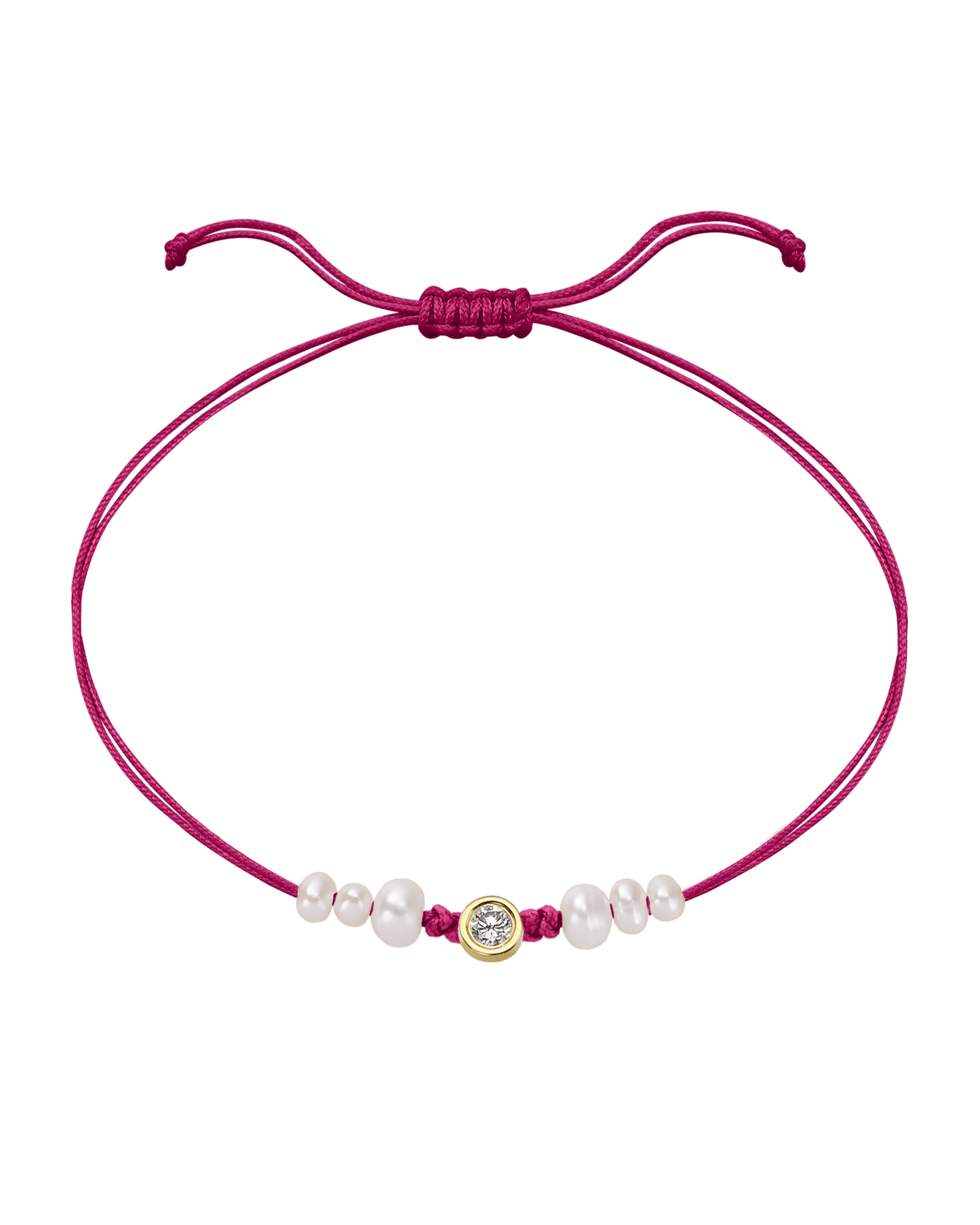 Pink : Six Natural Pearl String of Love Bracelet - 14K Yellow Gold Bracelet magal-dev Fuchsia Large: 0.1ct 