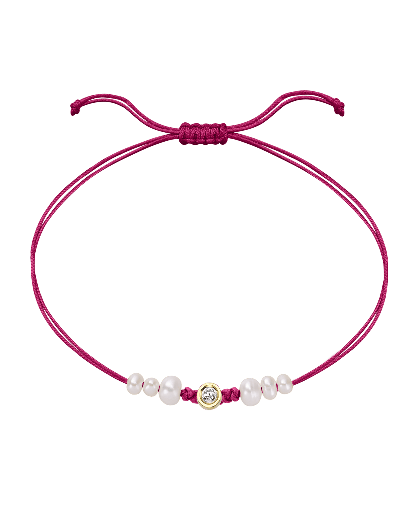 Pink : Six Natural Pearl String of Love Bracelet - 14K Yellow Gold Bracelet magal-dev Fuchsia Medium: 0.04ct 