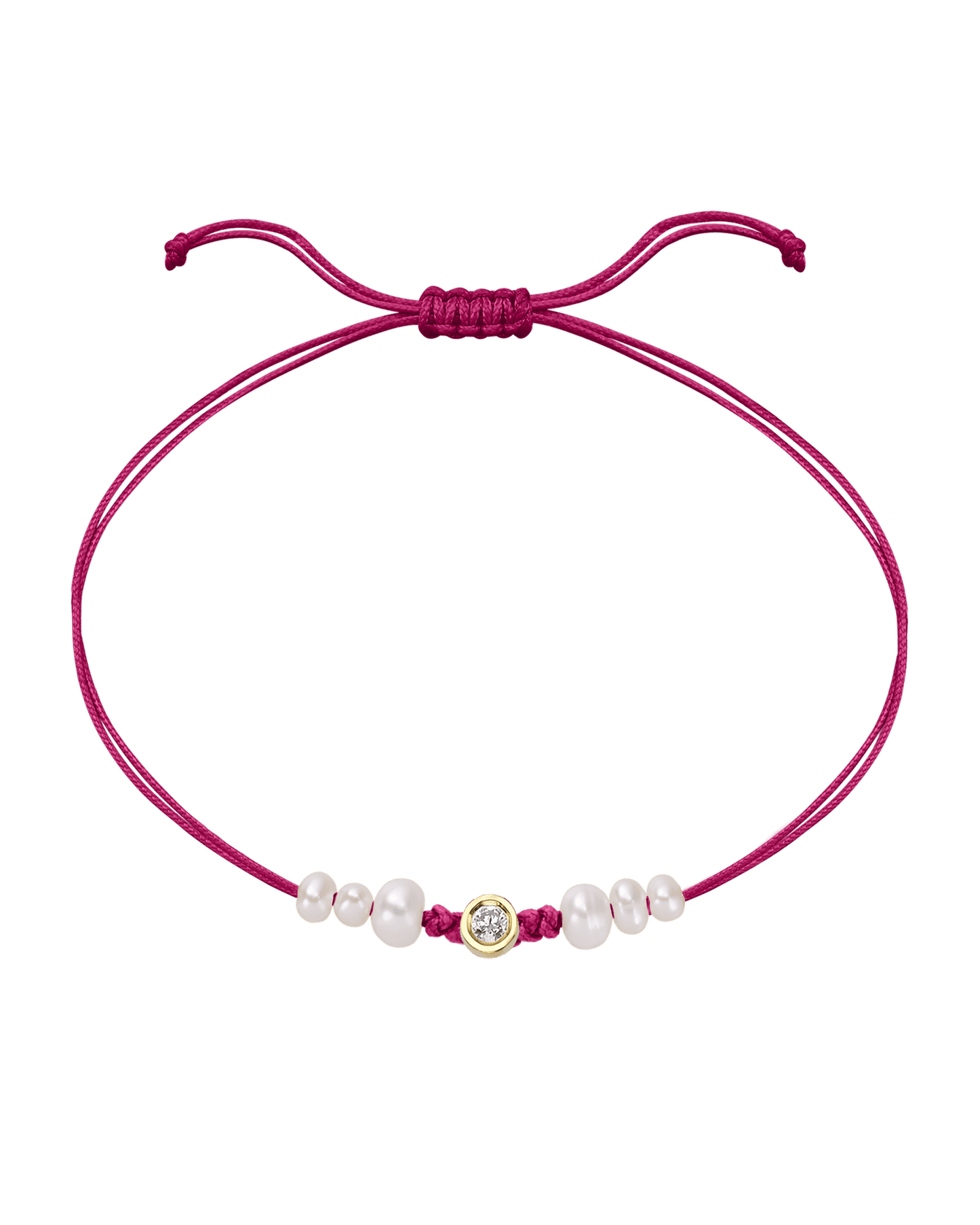 Rose: Le String of Love 6 Perles Naturelles - Or Jaune 14 carats Bracelet magal-dev Fuchsia Medium: 0.05 carats 