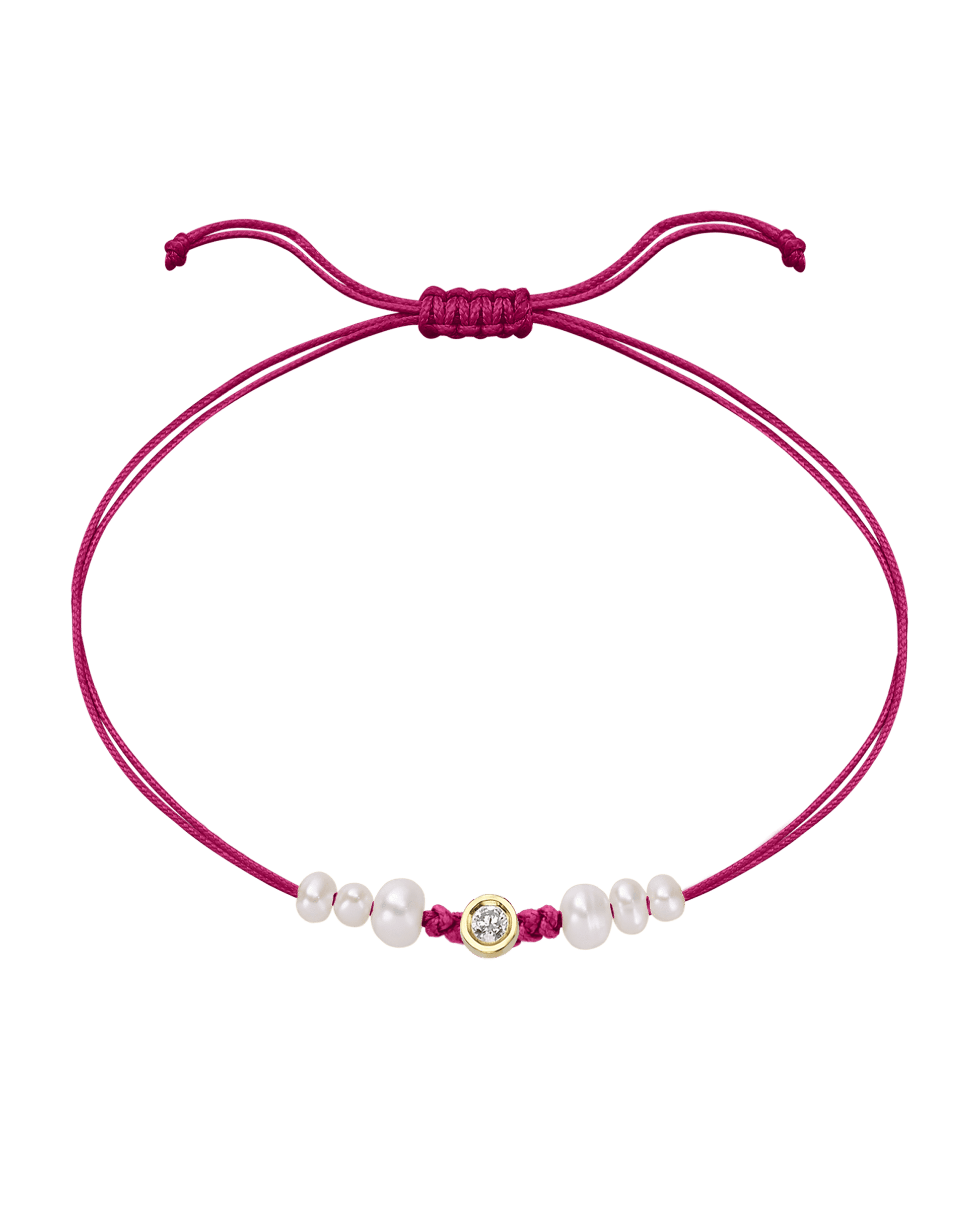 Rose: Le String of Love 6 Perles Naturelles - Or Jaune 14 carats Bracelet magal-dev Fuchsia Medium: 0.05 carats 