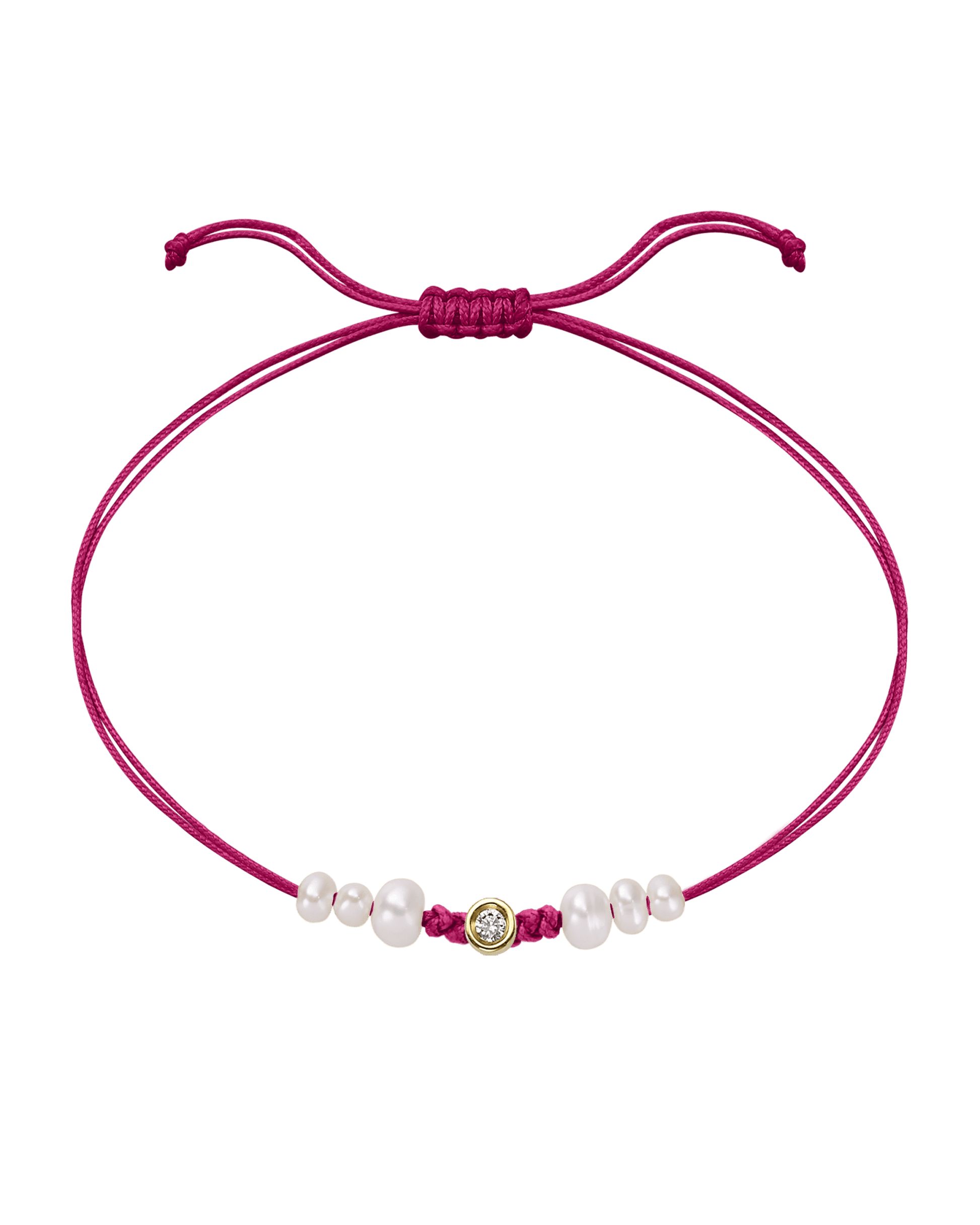 Pink : Six Natural Pearl String of Love Bracelet - 14K Yellow Gold Bracelet magal-dev Fuchsia Small: 0.03ct 