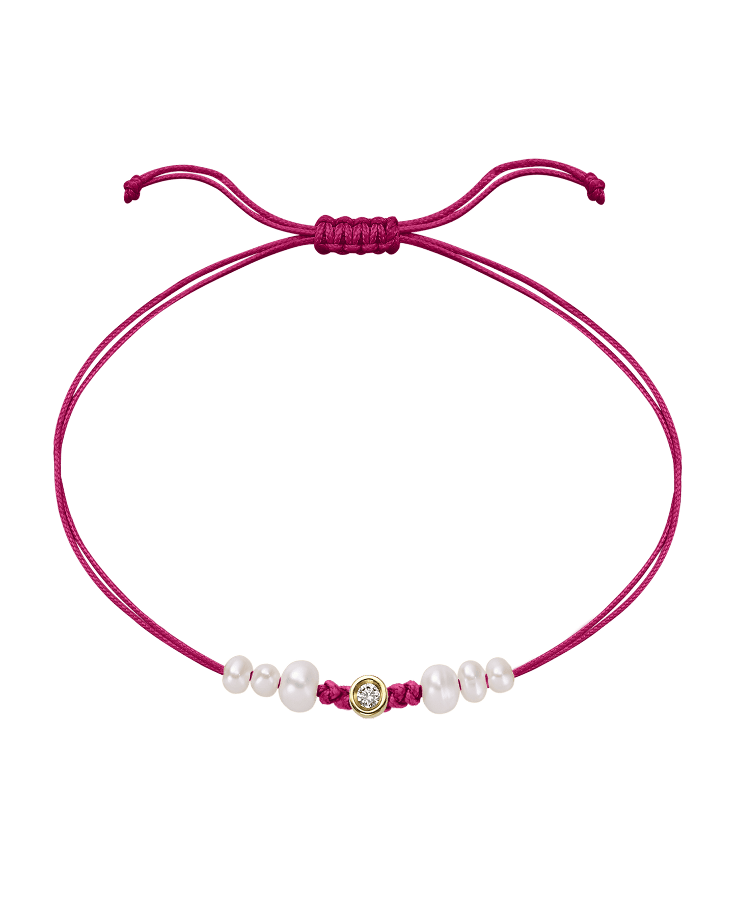 Rose: Le String of Love 6 Perles Naturelles - Or Jaune 14 carats Bracelet magal-dev Fuchsia Small: 0.03 carats 