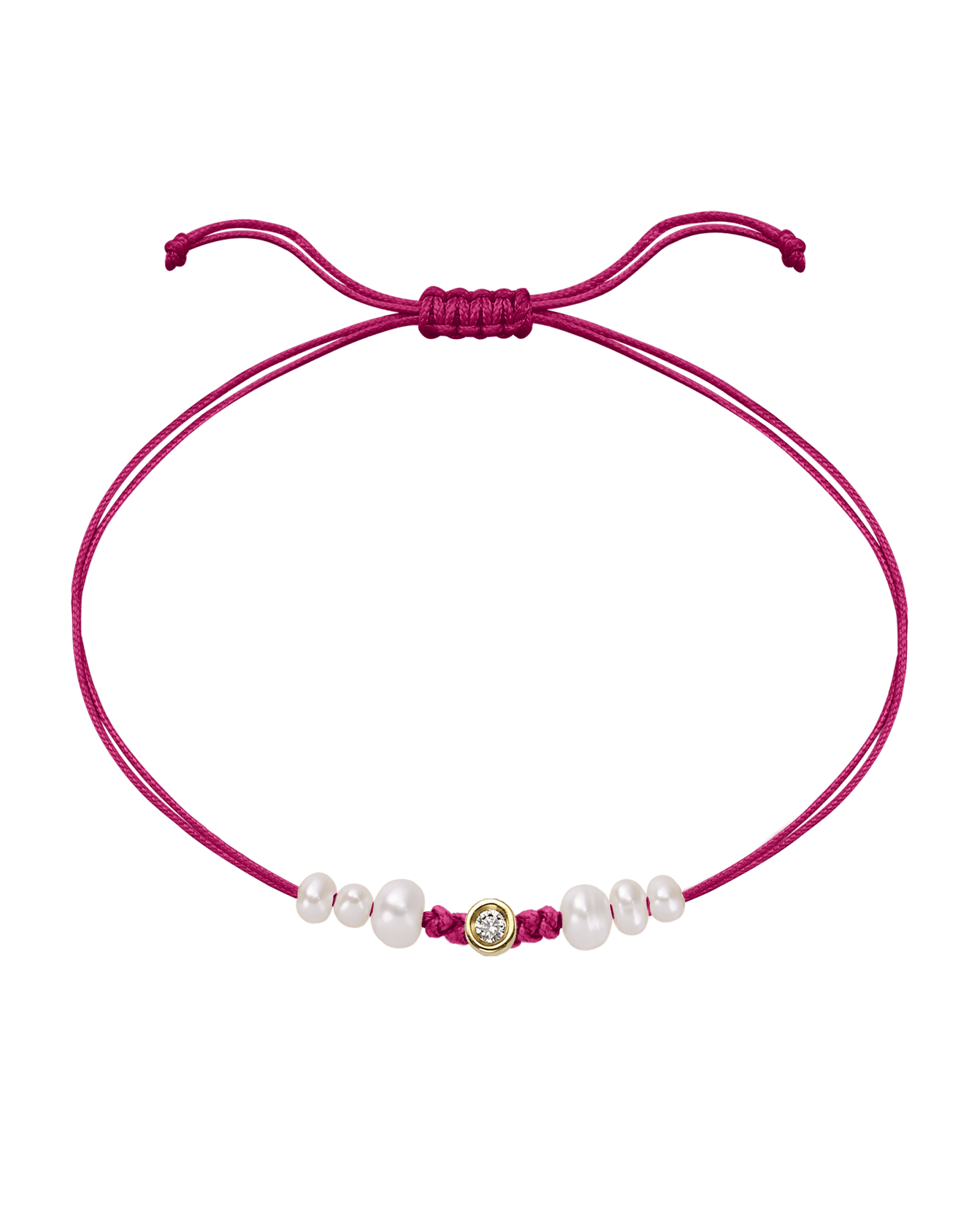 Rose: Le String of Love 6 Perles Naturelles - Or Jaune 14 carats Bracelet magal-dev Fuchsia Small: 0.03 carats 