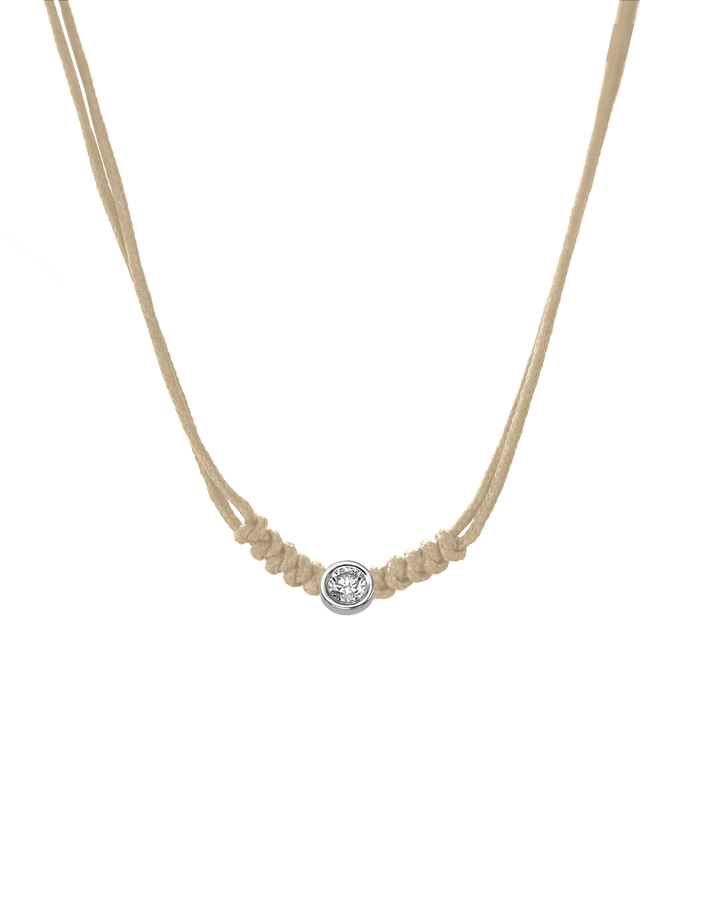 Collier String of Love - Or Blanc 14 carats Necklaces 14K Solid Gold Beige Large: 0.10 carats 