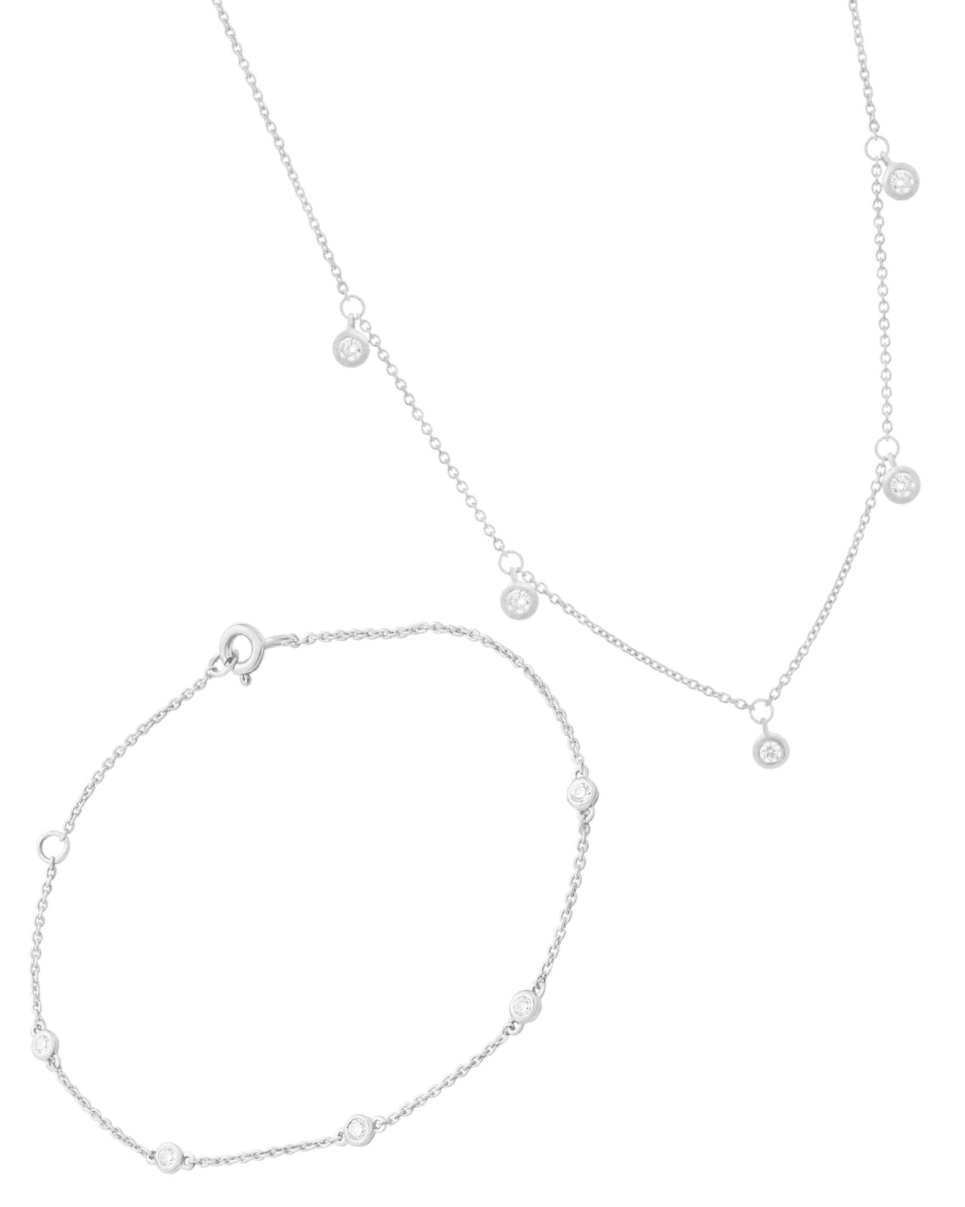 Set of 5 Diamonds Bezel Bracelet & Necklace - 14K Rose Gold Bracelets magal-dev 