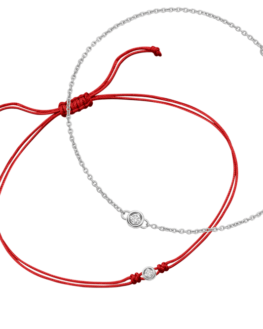 Set of Classic String of Love & Chain of Love - 14K White Gold Bracelets magal-dev Red Small: 0.03ct 