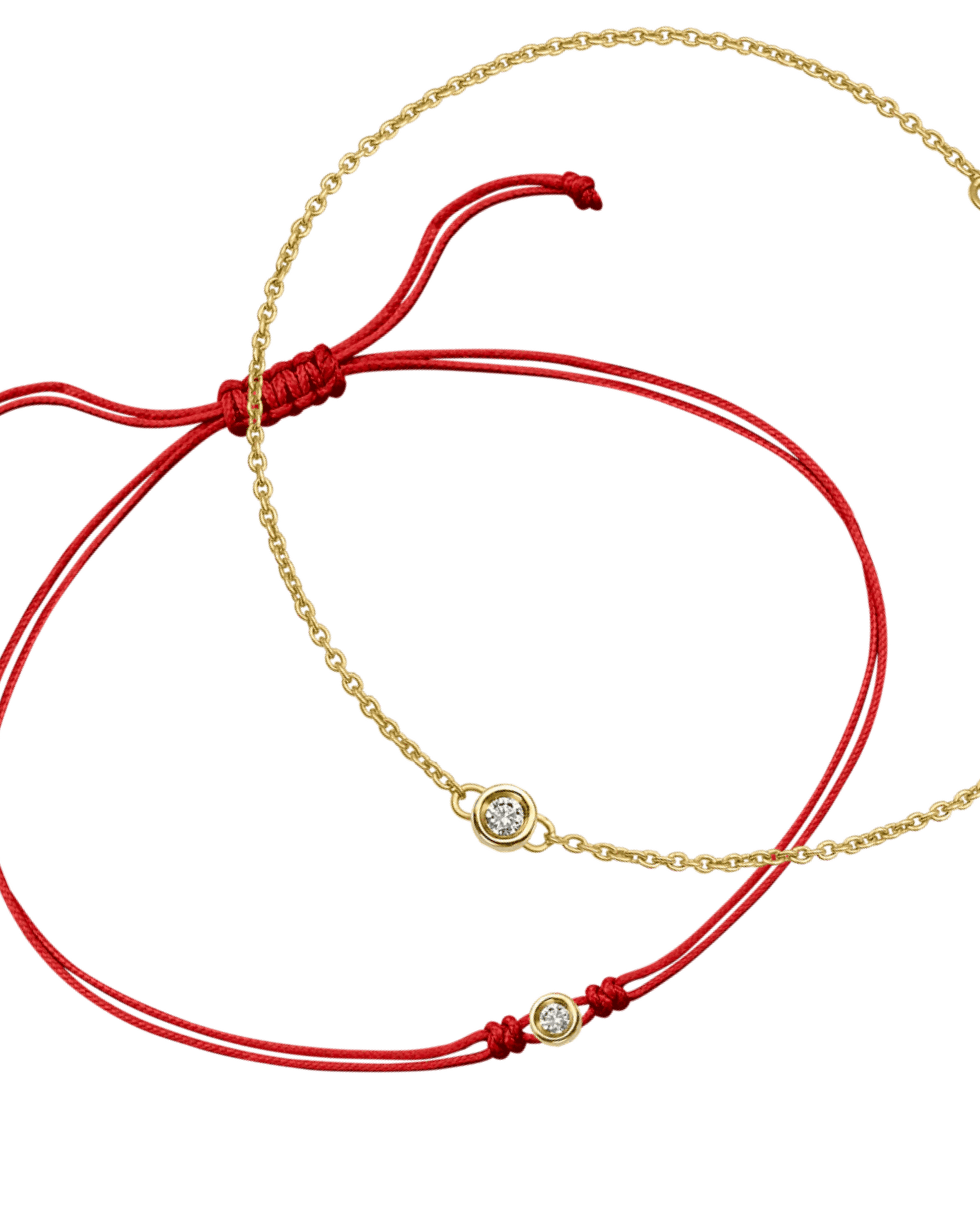 Set of Classic String of Love & Chain of Love - 14K Yellow Gold Bracelets magal-dev Red Small: 0.03ct 